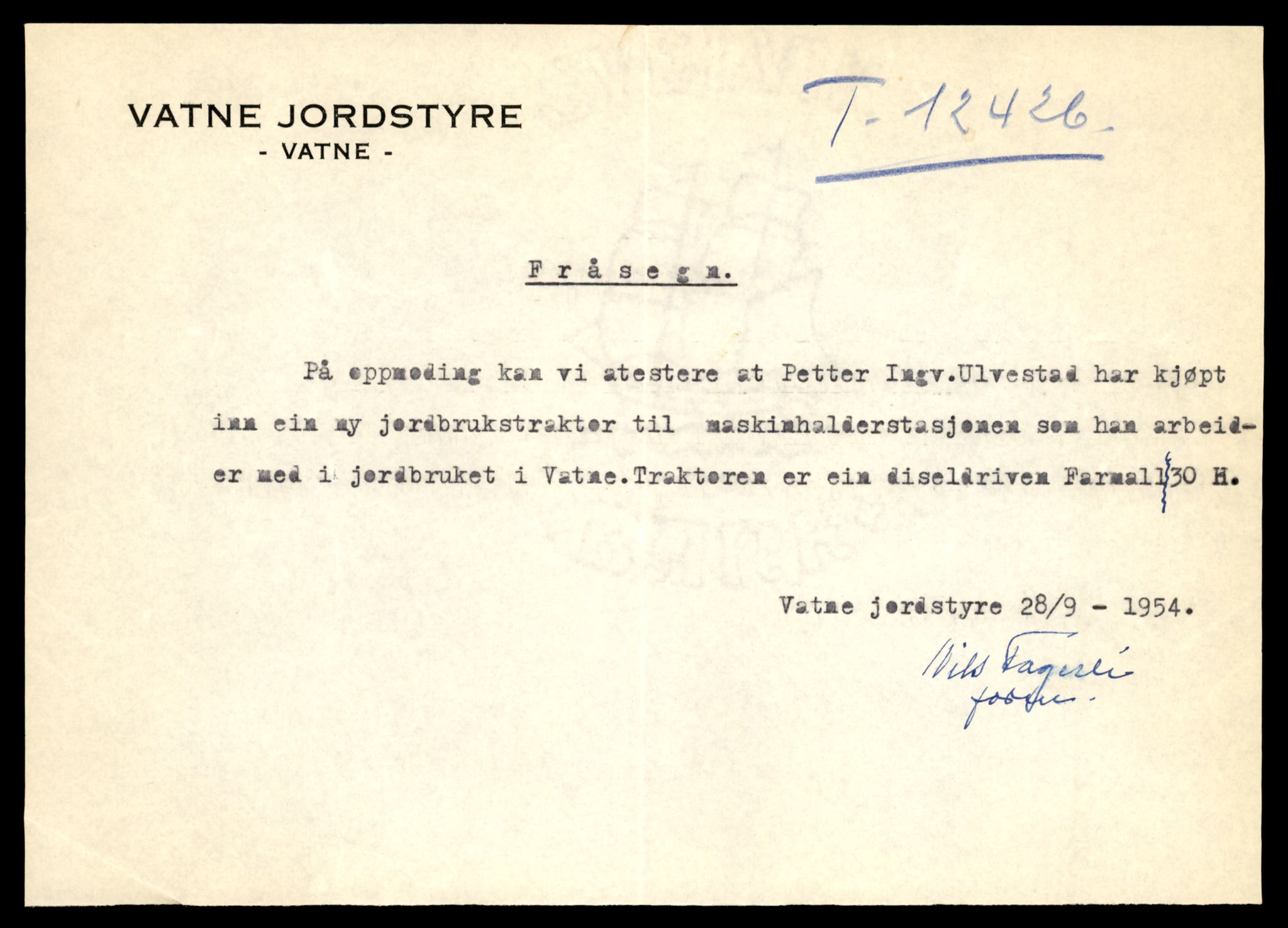 Møre og Romsdal vegkontor - Ålesund trafikkstasjon, AV/SAT-A-4099/F/Fe/L0033: Registreringskort for kjøretøy T 12151 - T 12474, 1927-1998, p. 3151