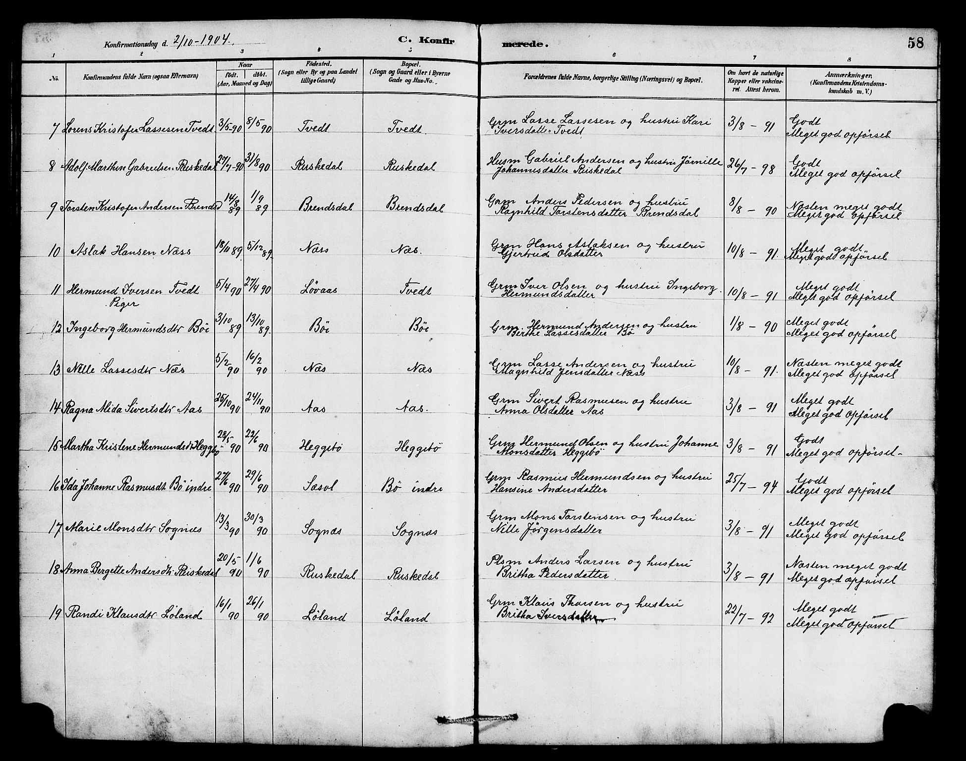 Hyllestad sokneprestembete, SAB/A-80401: Parish register (copy) no. B 2, 1889-1915, p. 58