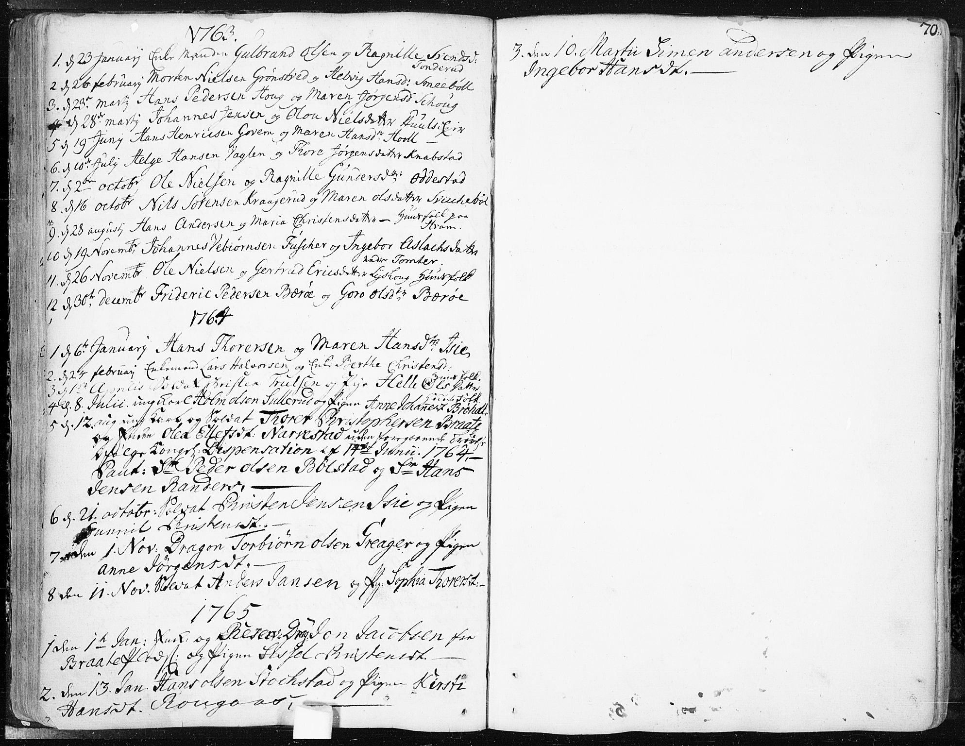 Hobøl prestekontor Kirkebøker, SAO/A-2002/F/Fa/L0001: Parish register (official) no. I 1, 1733-1814, p. 70