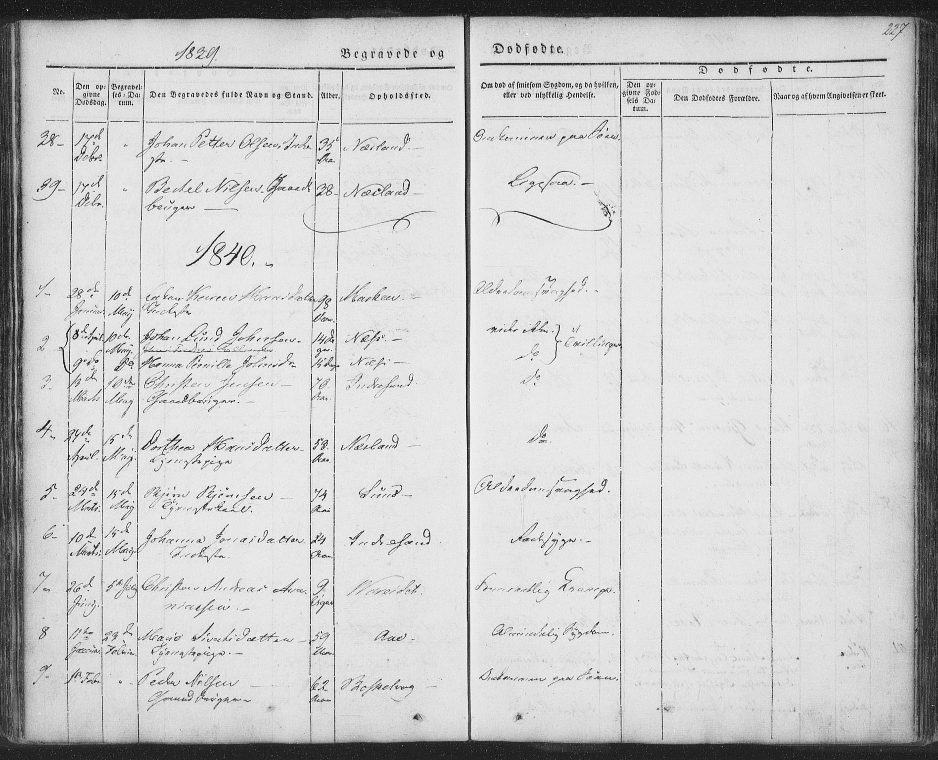 Ministerialprotokoller, klokkerbøker og fødselsregistre - Nordland, AV/SAT-A-1459/885/L1202: Parish register (official) no. 885A03, 1838-1859, p. 227