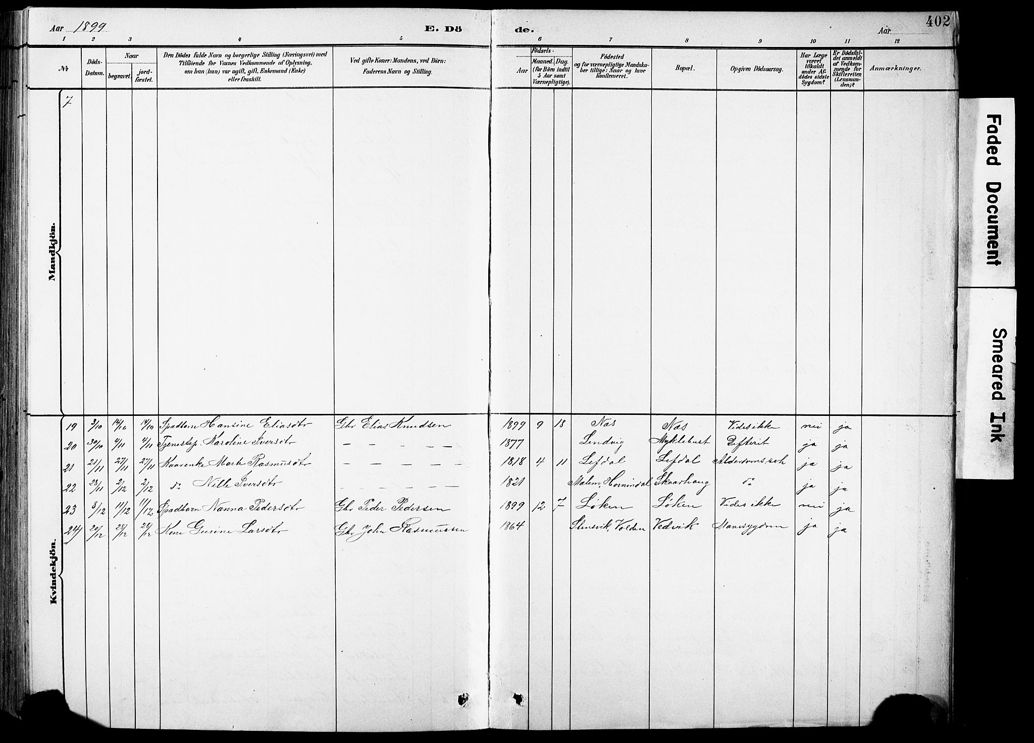 Eid sokneprestembete, AV/SAB-A-82301/H/Hab/Habb/L0002: Parish register (copy) no. B 2, 1882-1907, p. 402