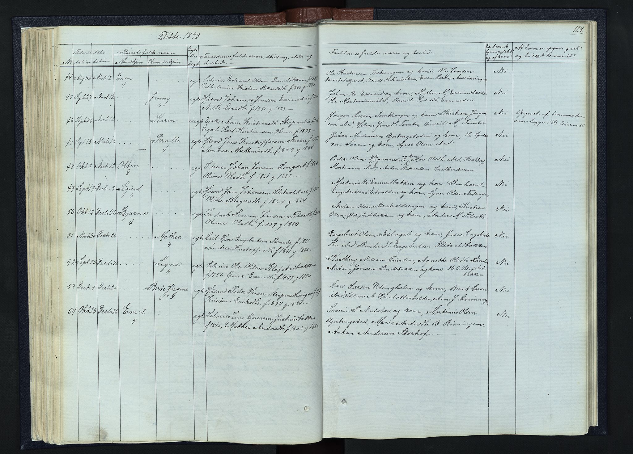Romedal prestekontor, SAH/PREST-004/L/L0010: Parish register (copy) no. 10, 1860-1895, p. 124