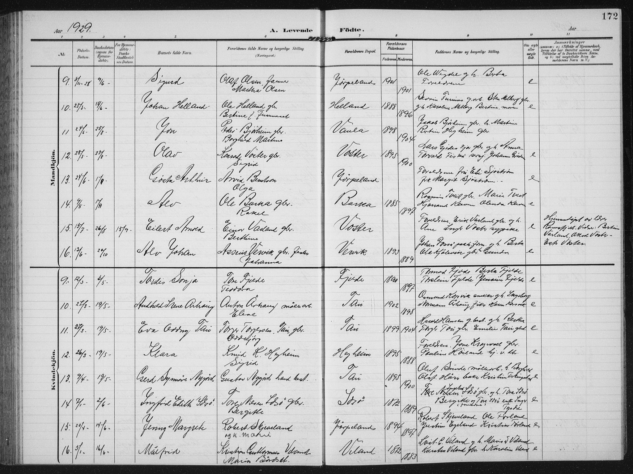 Strand sokneprestkontor, AV/SAST-A-101828/H/Ha/Hab/L0005: Parish register (copy) no. B 5, 1904-1934, p. 172