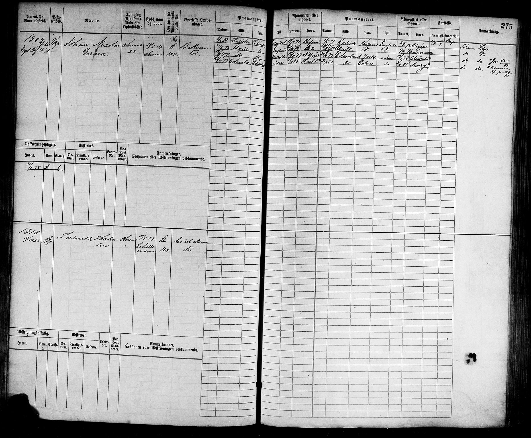 Kristiansand mønstringskrets, SAK/2031-0015/F/Fb/L0004: Hovedrulle nr 763-1521, I-11, 1868-1915, p. 283