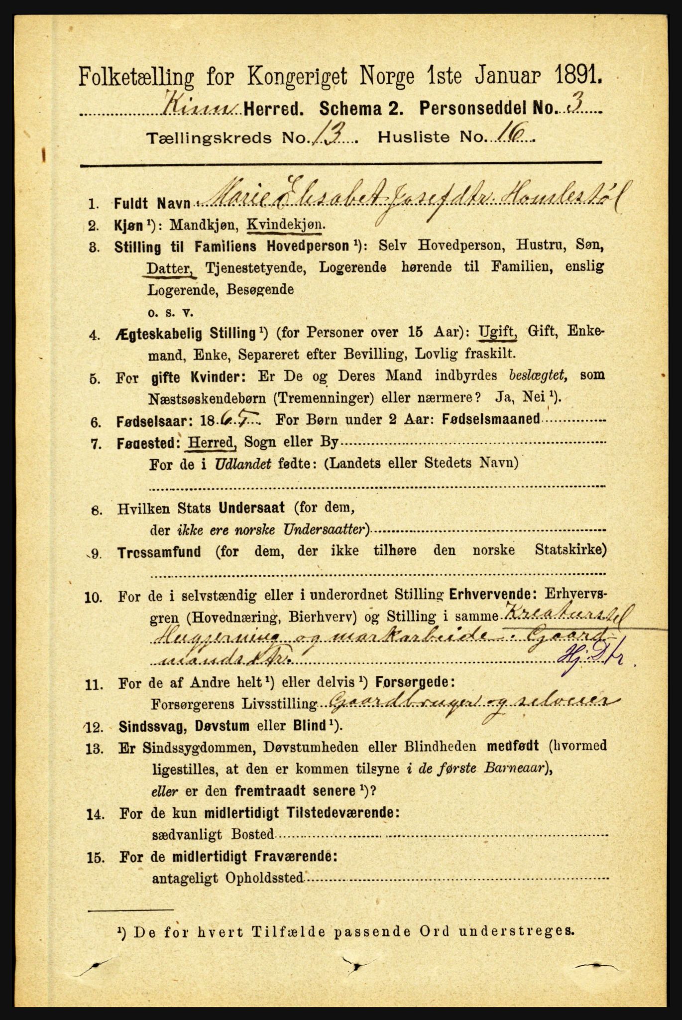 RA, 1891 census for 1437 Kinn, 1891, p. 5178