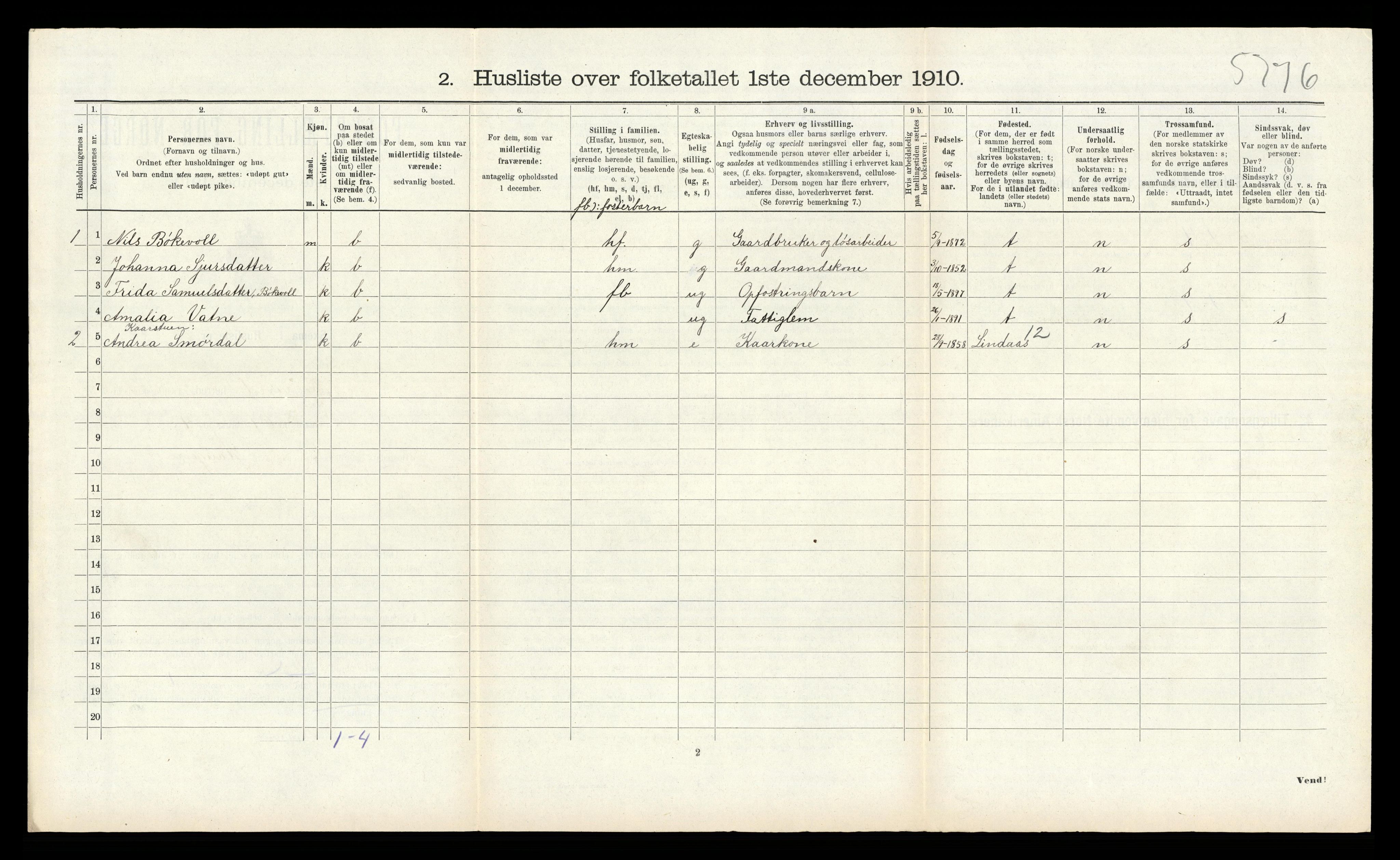 RA, 1910 census for Alversund, 1910, p. 869