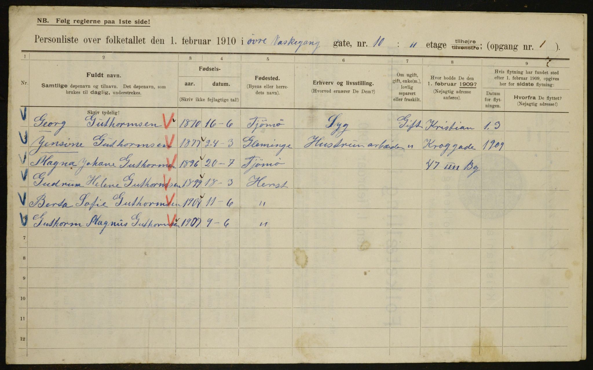 OBA, Municipal Census 1910 for Kristiania, 1910, p. 123327