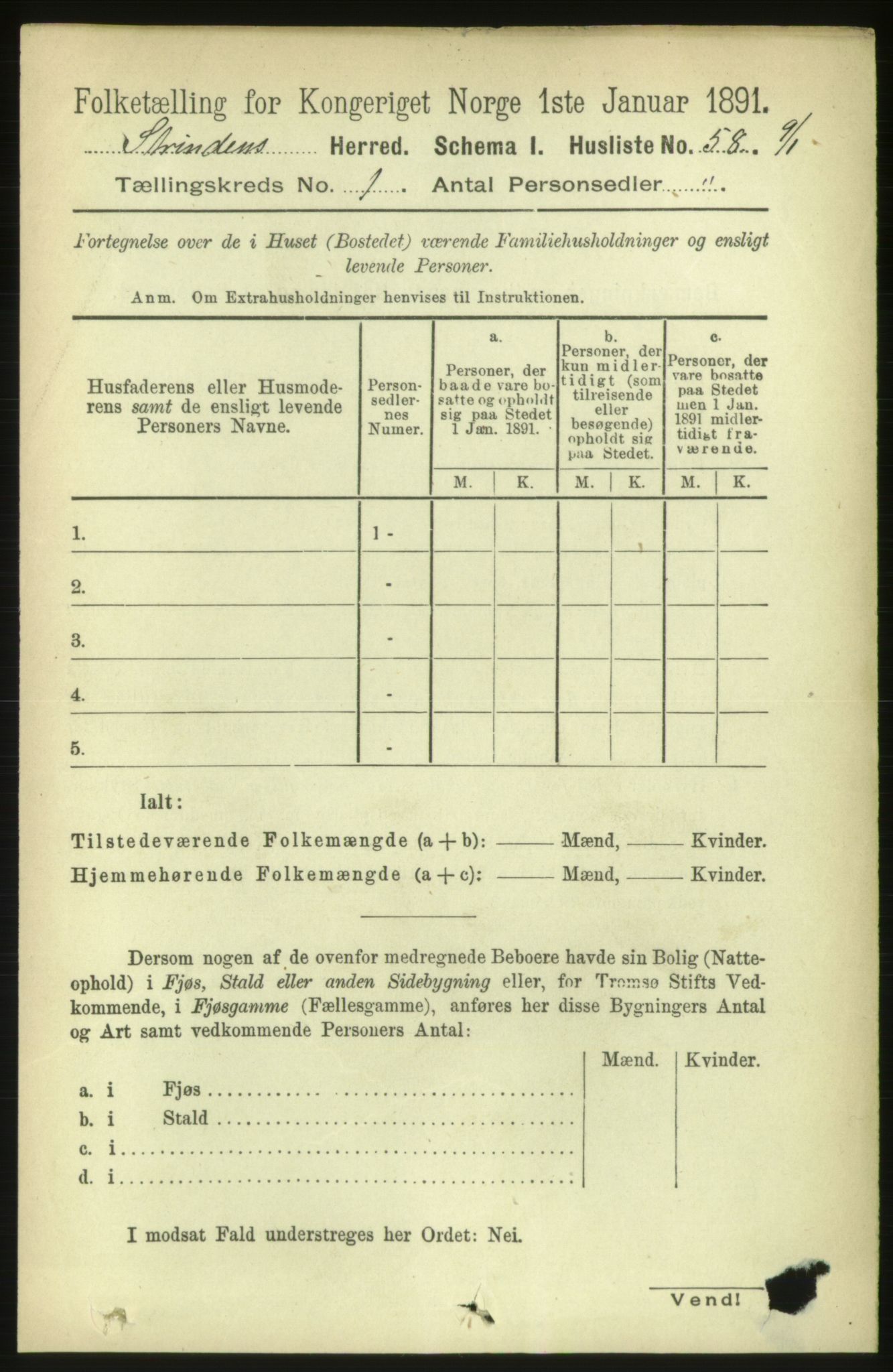 RA, 1891 census for 1660 Strinda, 1891, p. 104