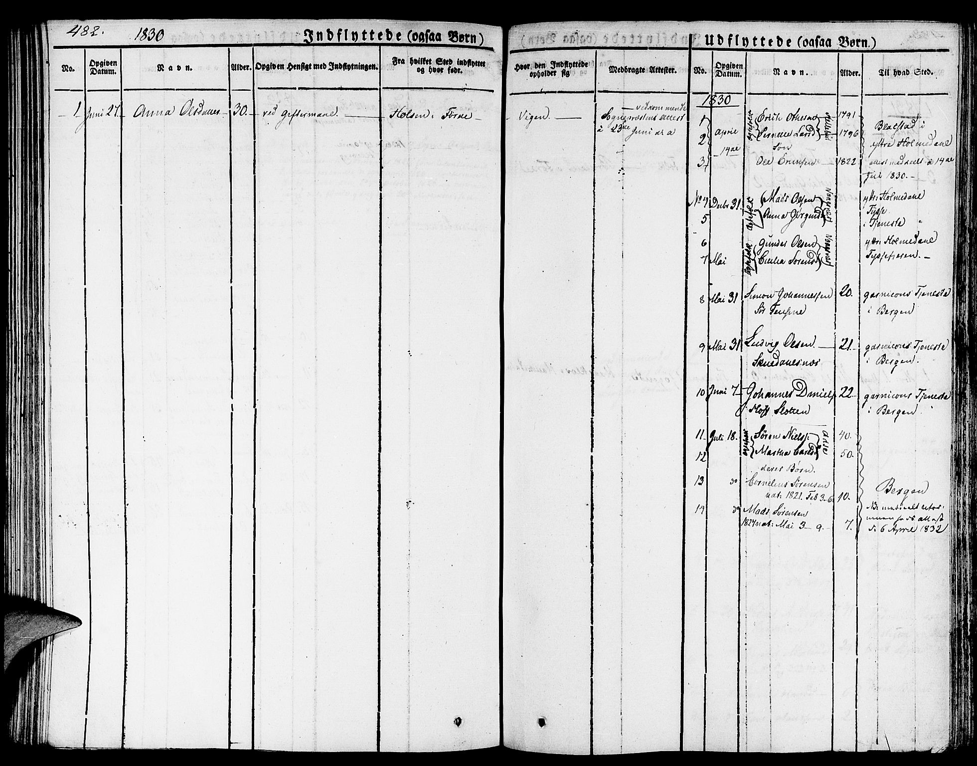 Gaular sokneprestembete, AV/SAB-A-80001/H/Haa: Parish register (official) no. A 3, 1821-1840, p. 482