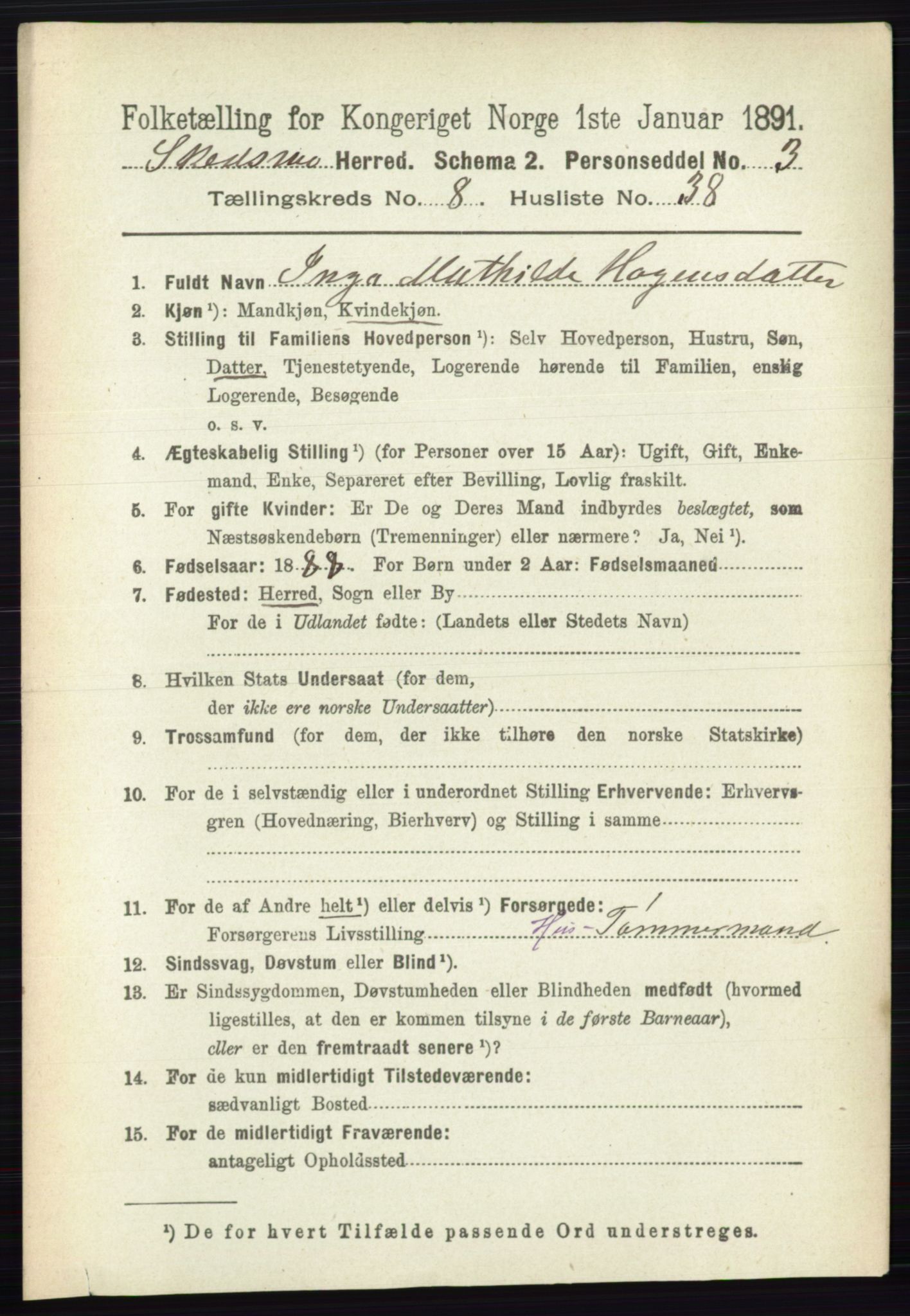 RA, 1891 census for 0231 Skedsmo, 1891, p. 4360