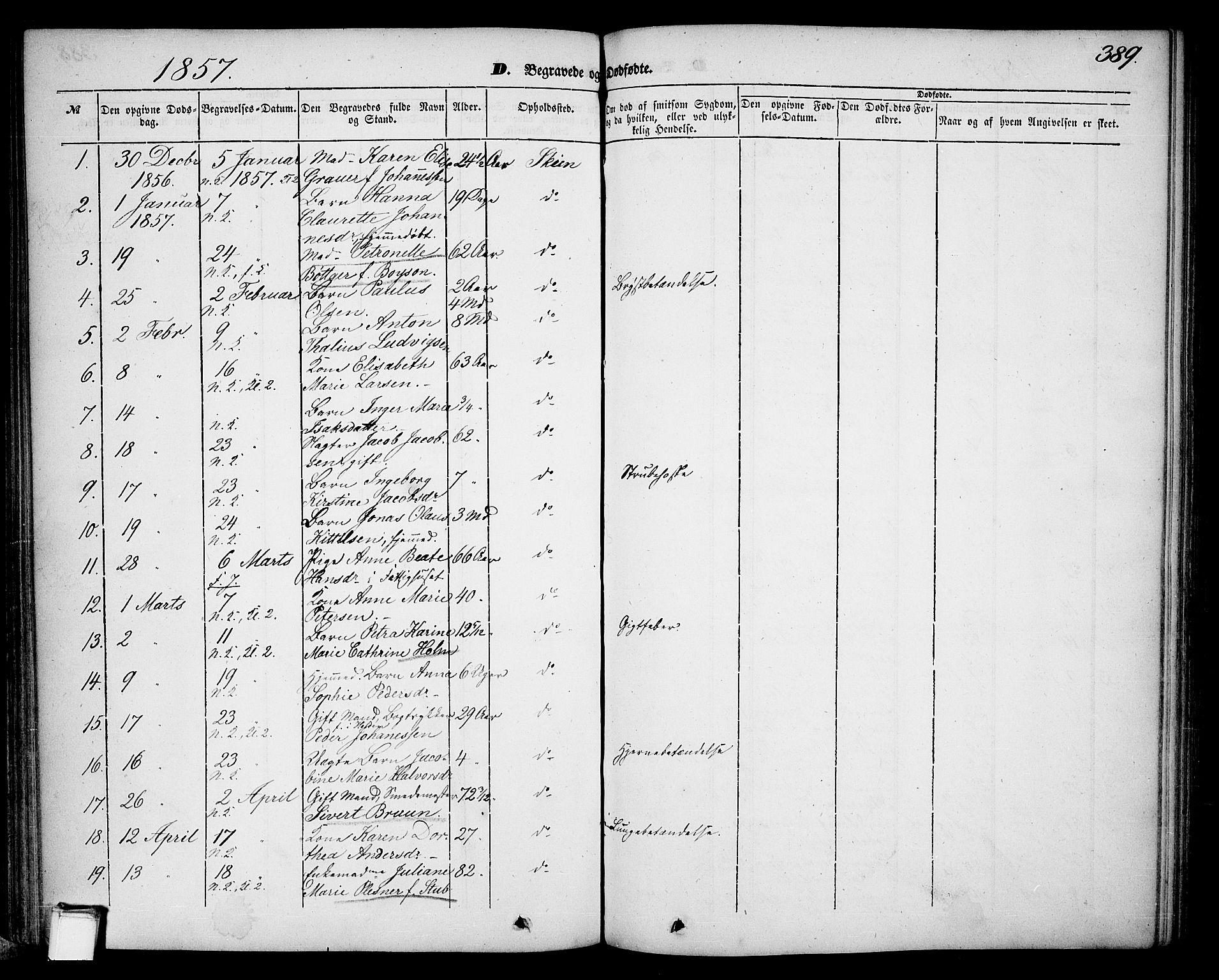 Skien kirkebøker, SAKO/A-302/G/Ga/L0004: Parish register (copy) no. 4, 1843-1867, p. 389