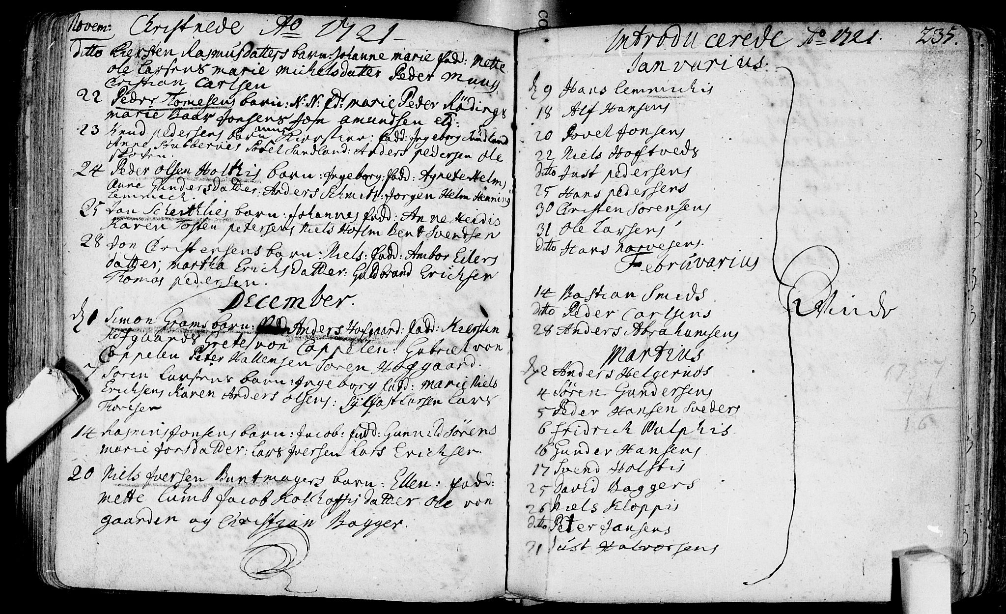 Bragernes kirkebøker, SAKO/A-6/F/Fa/L0003: Parish register (official) no. I 3, 1706-1734, p. 235