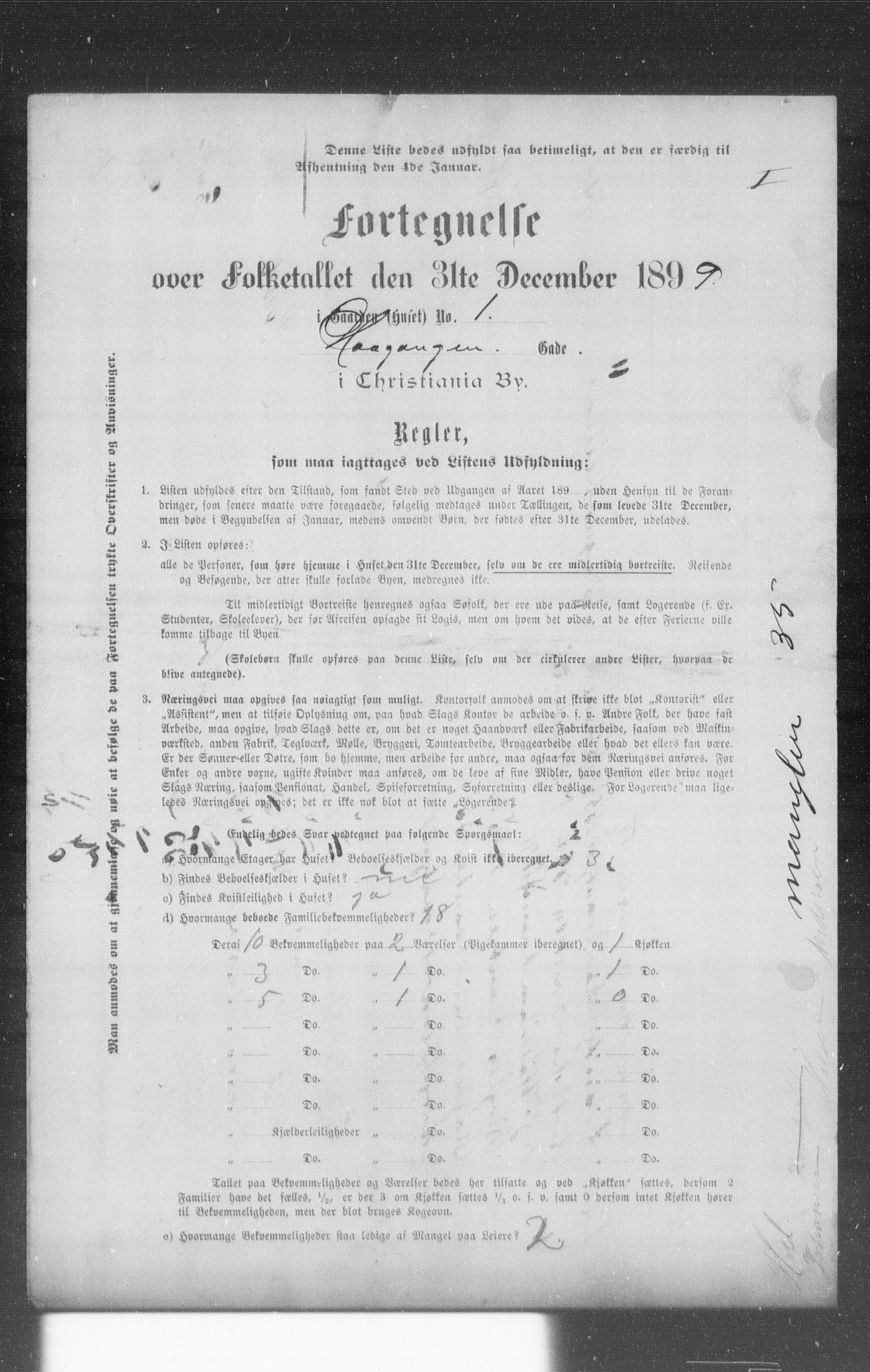 OBA, Municipal Census 1899 for Kristiania, 1899, p. 5616