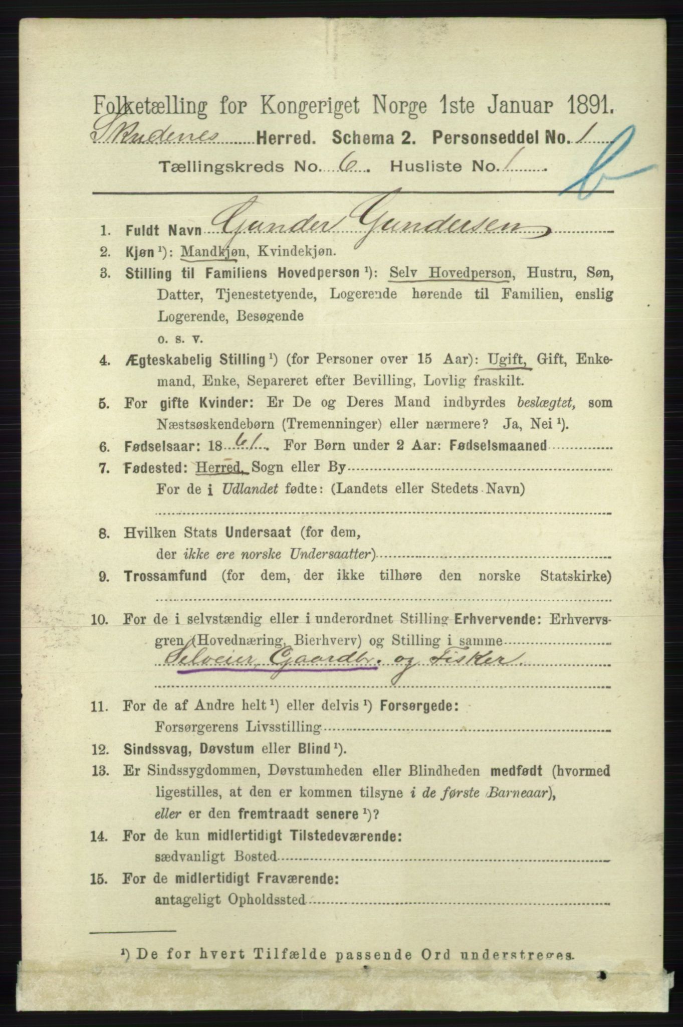 RA, 1891 census for 1150 Skudenes, 1891, p. 5592