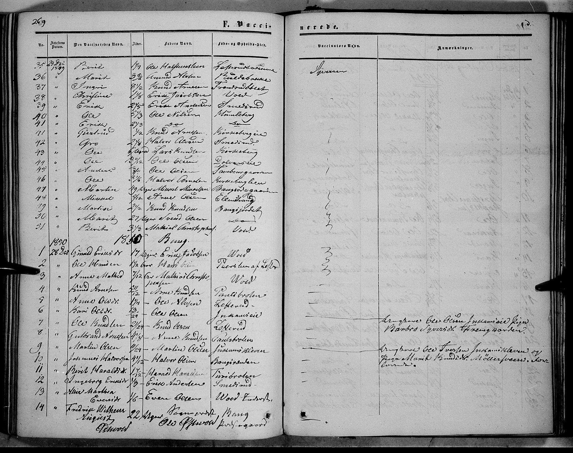 Sør-Aurdal prestekontor, SAH/PREST-128/H/Ha/Haa/L0005: Parish register (official) no. 5, 1849-1876, p. 269