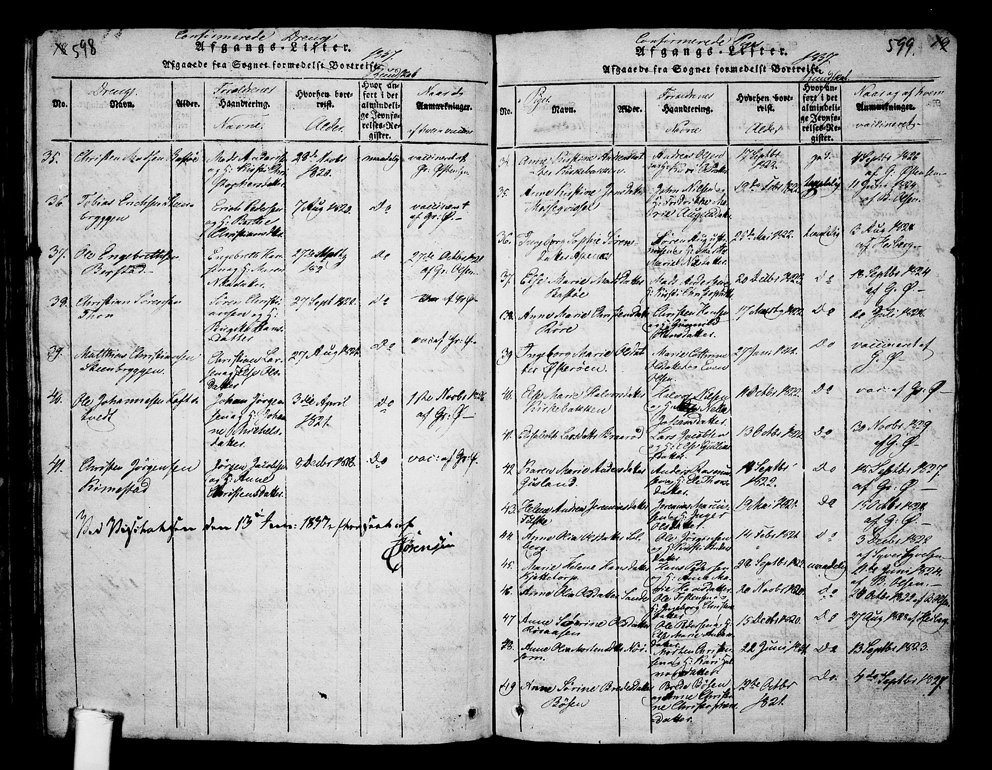 Borre kirkebøker, SAKO/A-338/G/Ga/L0001: Parish register (copy) no. I 1, 1815-1851, p. 598-599