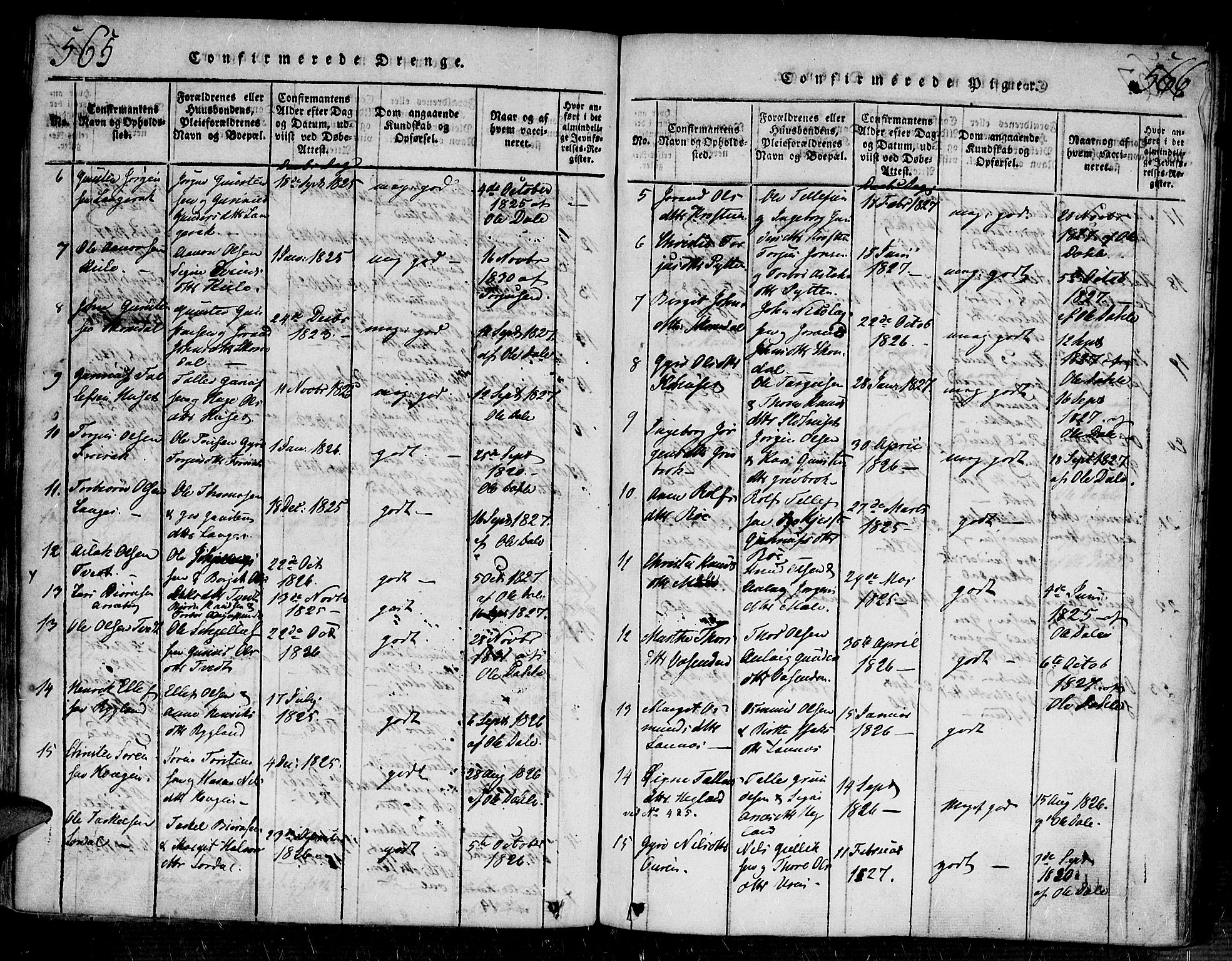 Bygland sokneprestkontor, AV/SAK-1111-0006/F/Fa/Fab/L0003: Parish register (official) no. A 3, 1816-1841, p. 565-566