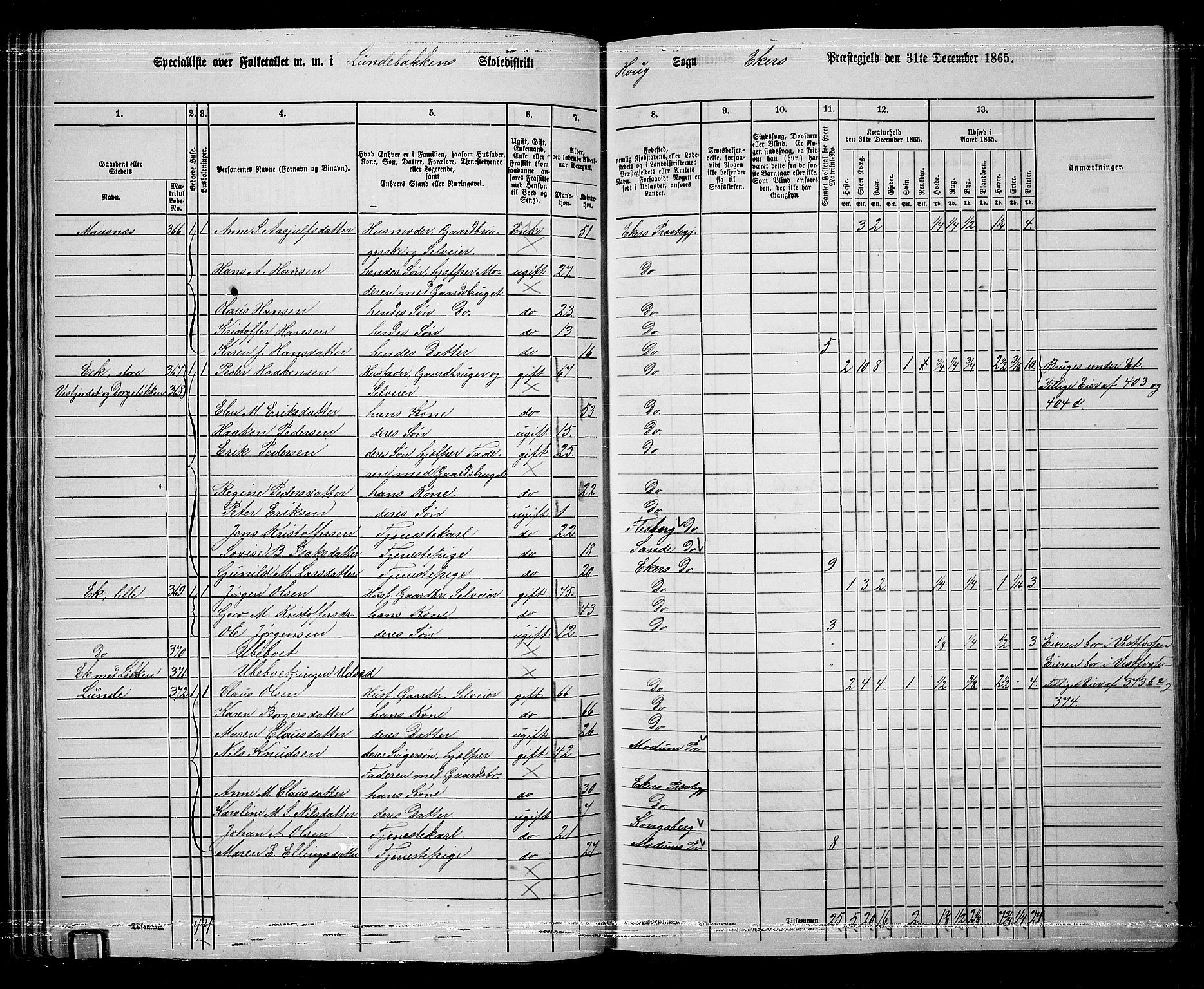 RA, 1865 census for Eiker, 1865, p. 86