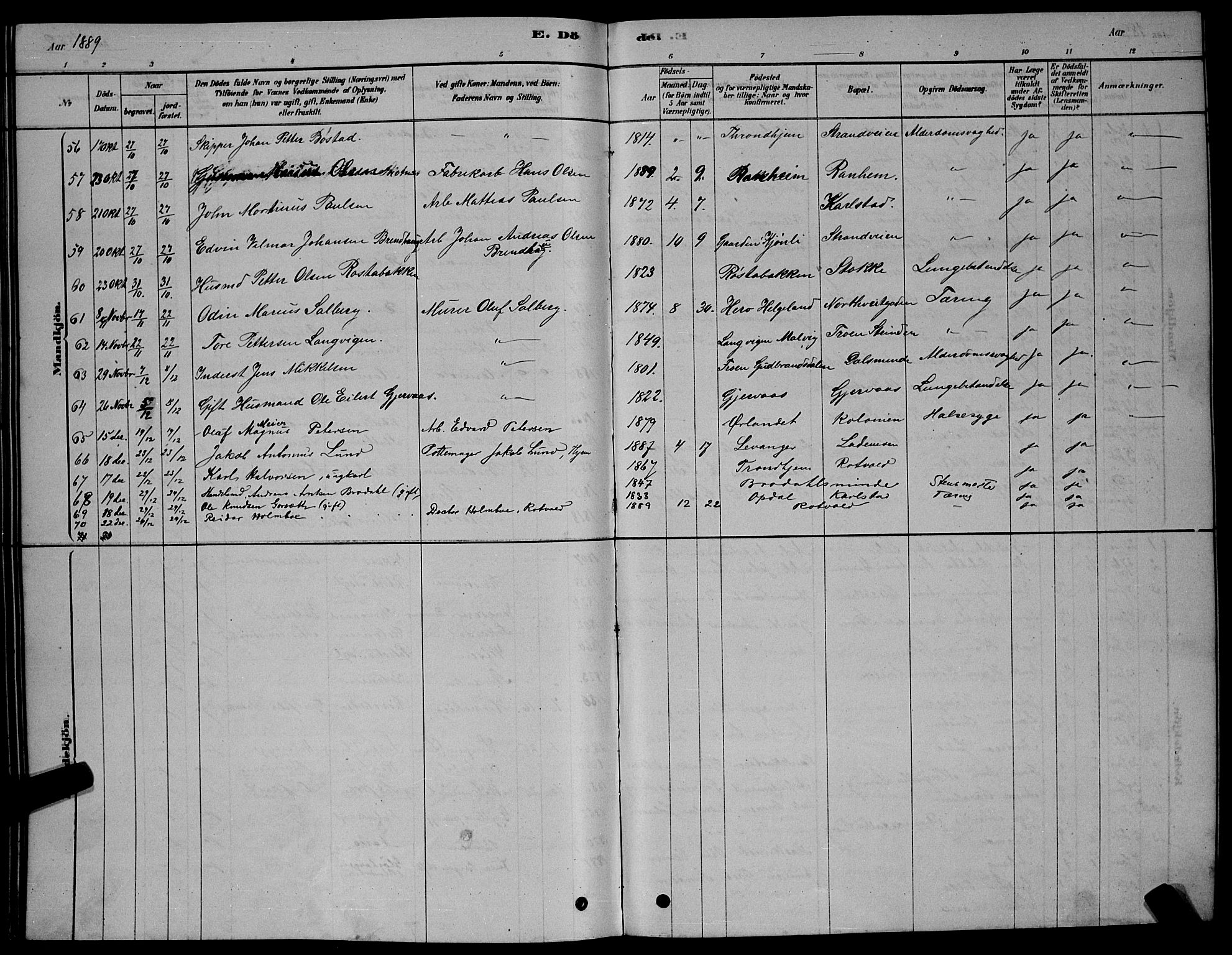 Ministerialprotokoller, klokkerbøker og fødselsregistre - Sør-Trøndelag, AV/SAT-A-1456/606/L0312: Parish register (copy) no. 606C08, 1878-1894