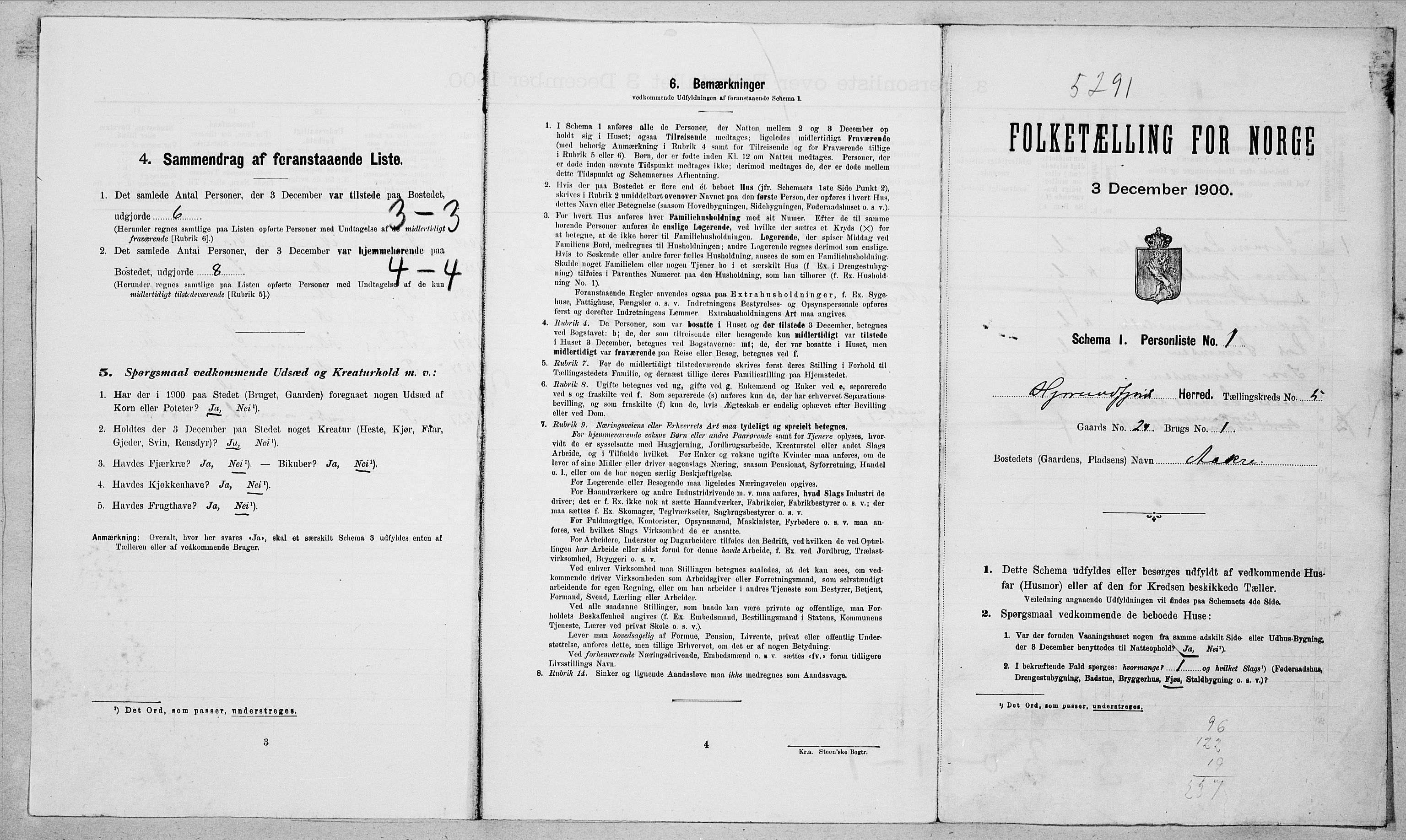 SAT, 1900 census for Hjørundfjord, 1900, p. 234