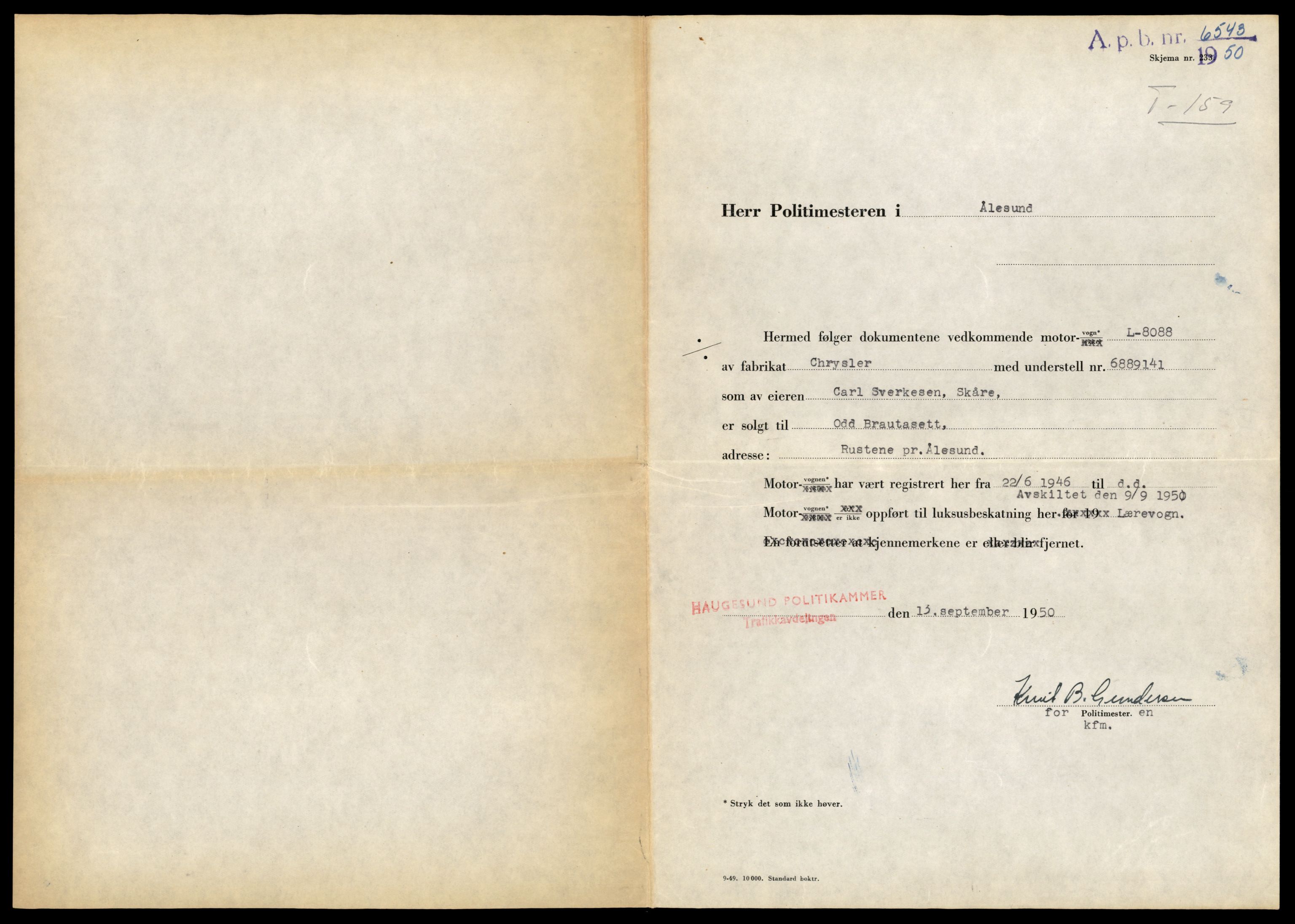 Møre og Romsdal vegkontor - Ålesund trafikkstasjon, AV/SAT-A-4099/F/Fe/L0002: Registreringskort for kjøretøy T 128 - T 231, 1927-1998, p. 1152