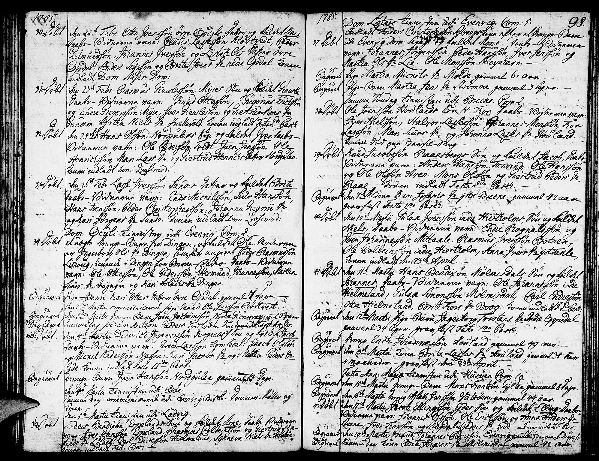 Gulen sokneprestembete, SAB/A-80201/H/Haa/Haaa/L0013: Parish register (official) no. A 13, 1776-1787, p. 98