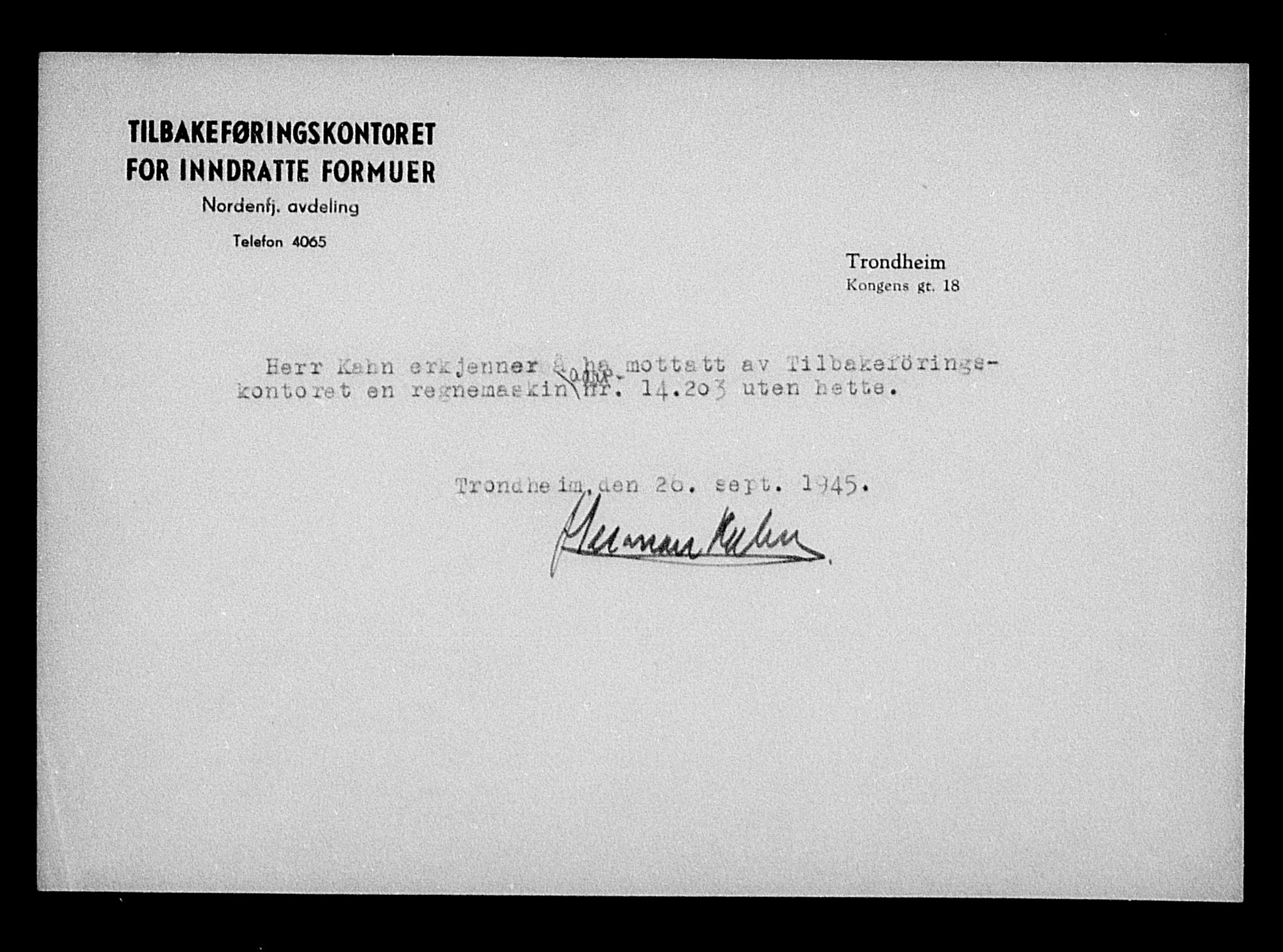 Justisdepartementet, Tilbakeføringskontoret for inndratte formuer, AV/RA-S-1564/H/Hc/Hca/L0899: --, 1945-1947, p. 454