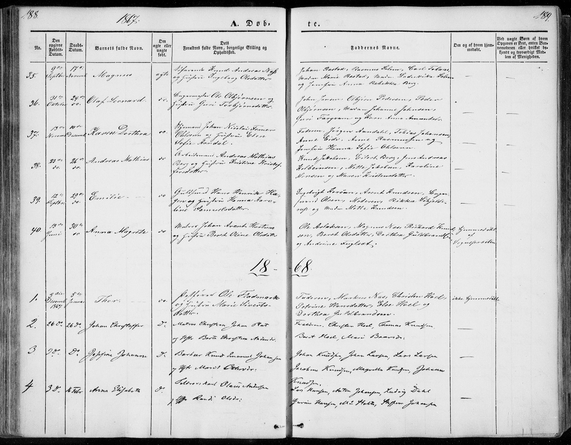 Ministerialprotokoller, klokkerbøker og fødselsregistre - Møre og Romsdal, AV/SAT-A-1454/558/L0689: Parish register (official) no. 558A03, 1843-1872, p. 188-189