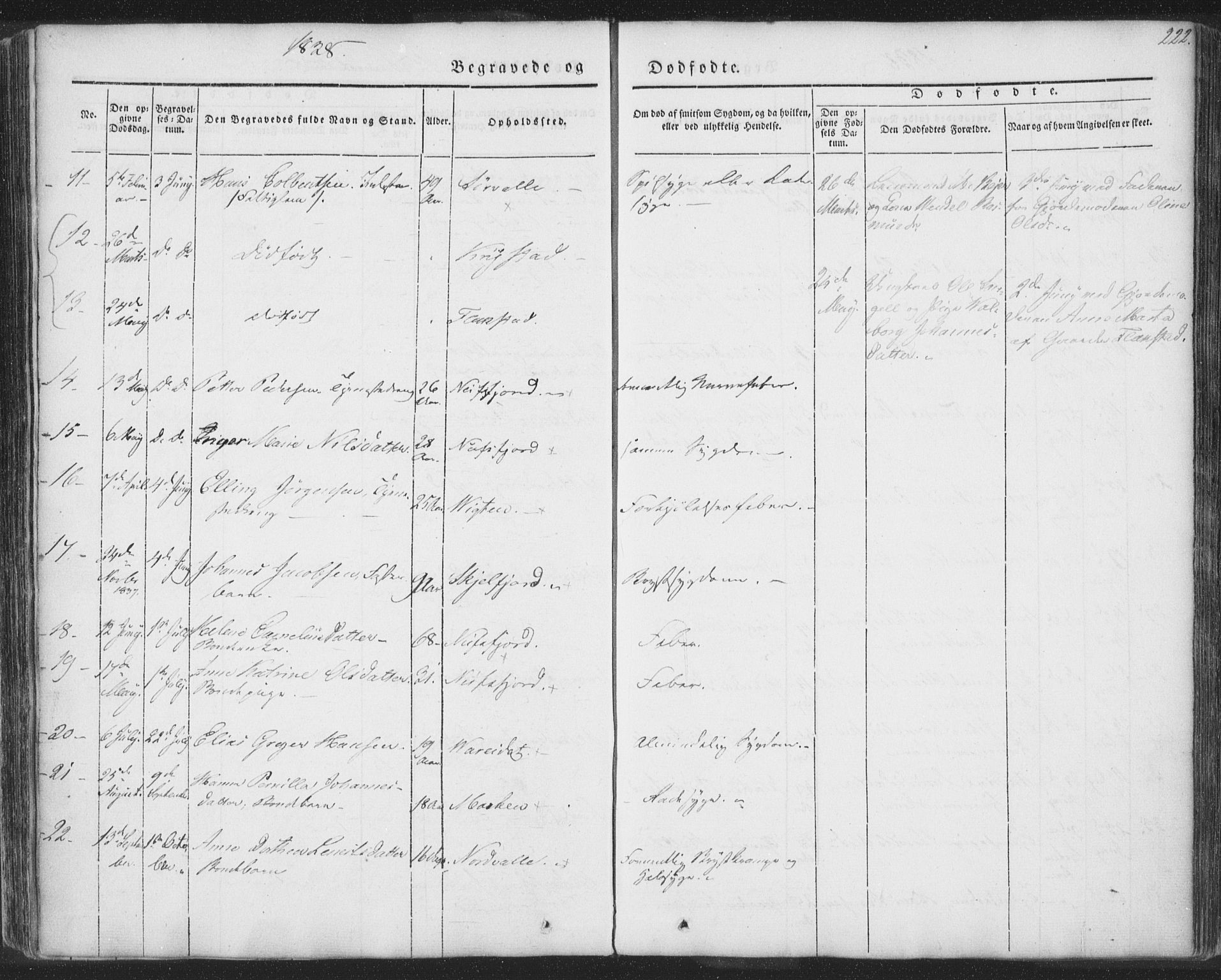 Ministerialprotokoller, klokkerbøker og fødselsregistre - Nordland, AV/SAT-A-1459/885/L1202: Parish register (official) no. 885A03, 1838-1859, p. 222