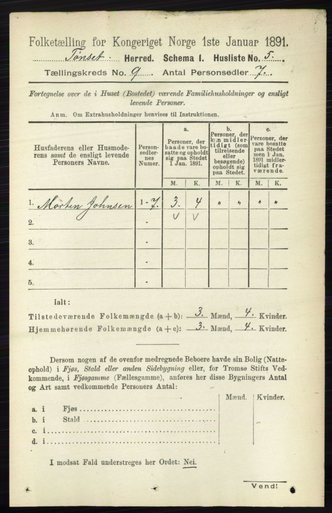 RA, 1891 census for 0437 Tynset, 1891, p. 2352