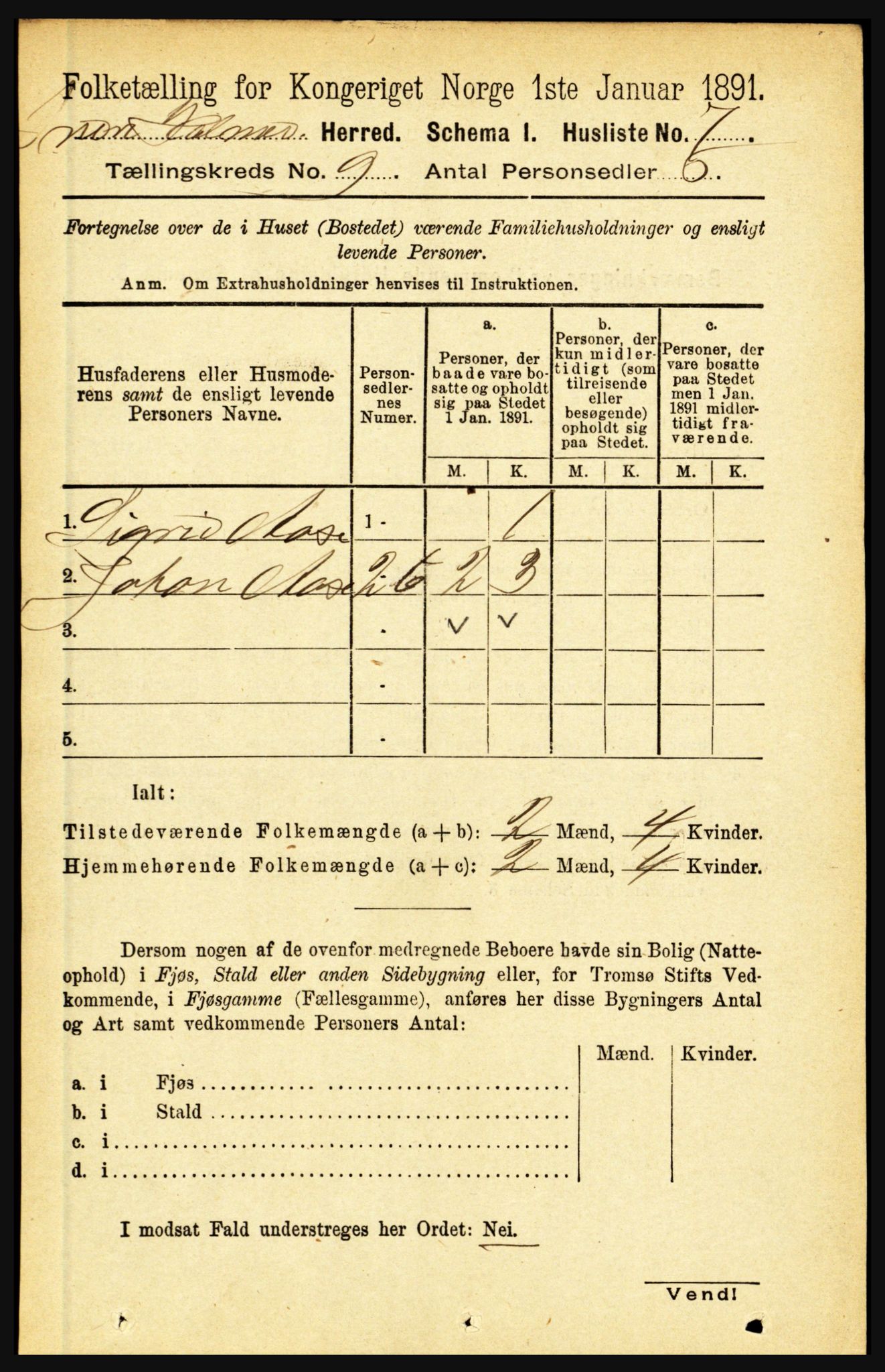 RA, 1891 census for 1430 Indre Holmedal, 1891, p. 3959