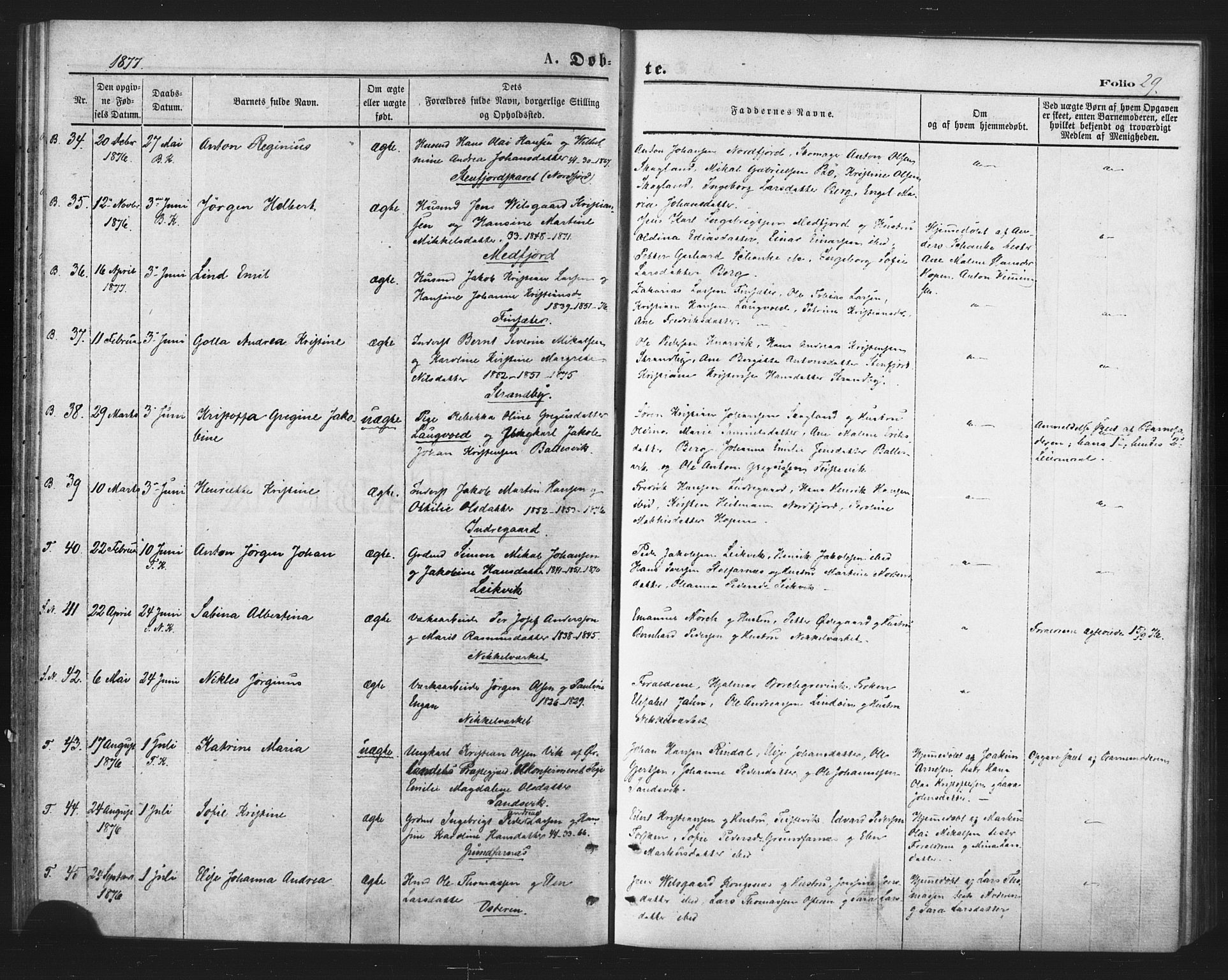 Berg sokneprestkontor, SATØ/S-1318/G/Ga/Gaa/L0003kirke: Parish register (official) no. 3, 1872-1879, p. 29