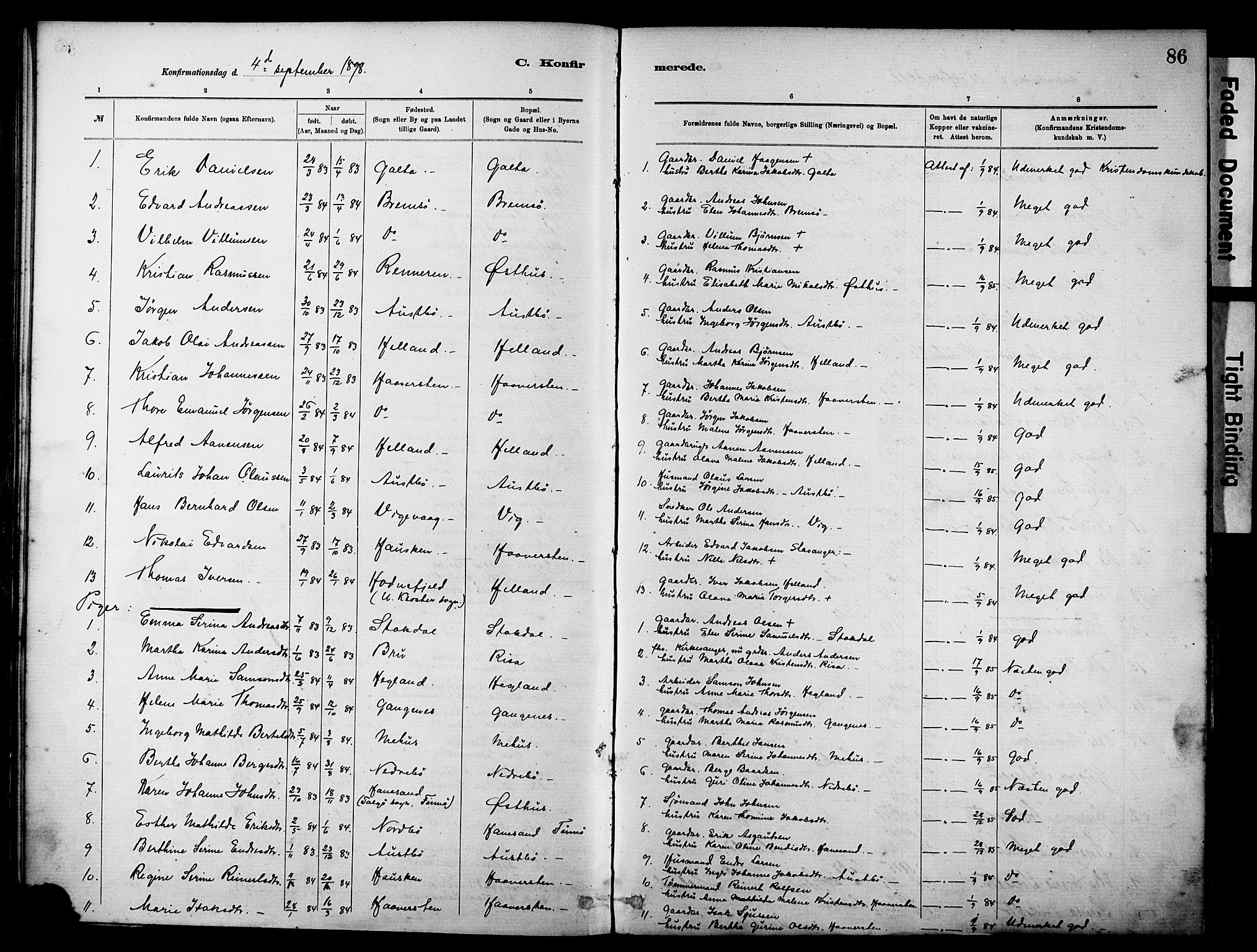 Rennesøy sokneprestkontor, SAST/A -101827/H/Ha/Haa/L0012: Parish register (official) no. A 13, 1885-1917, p. 86