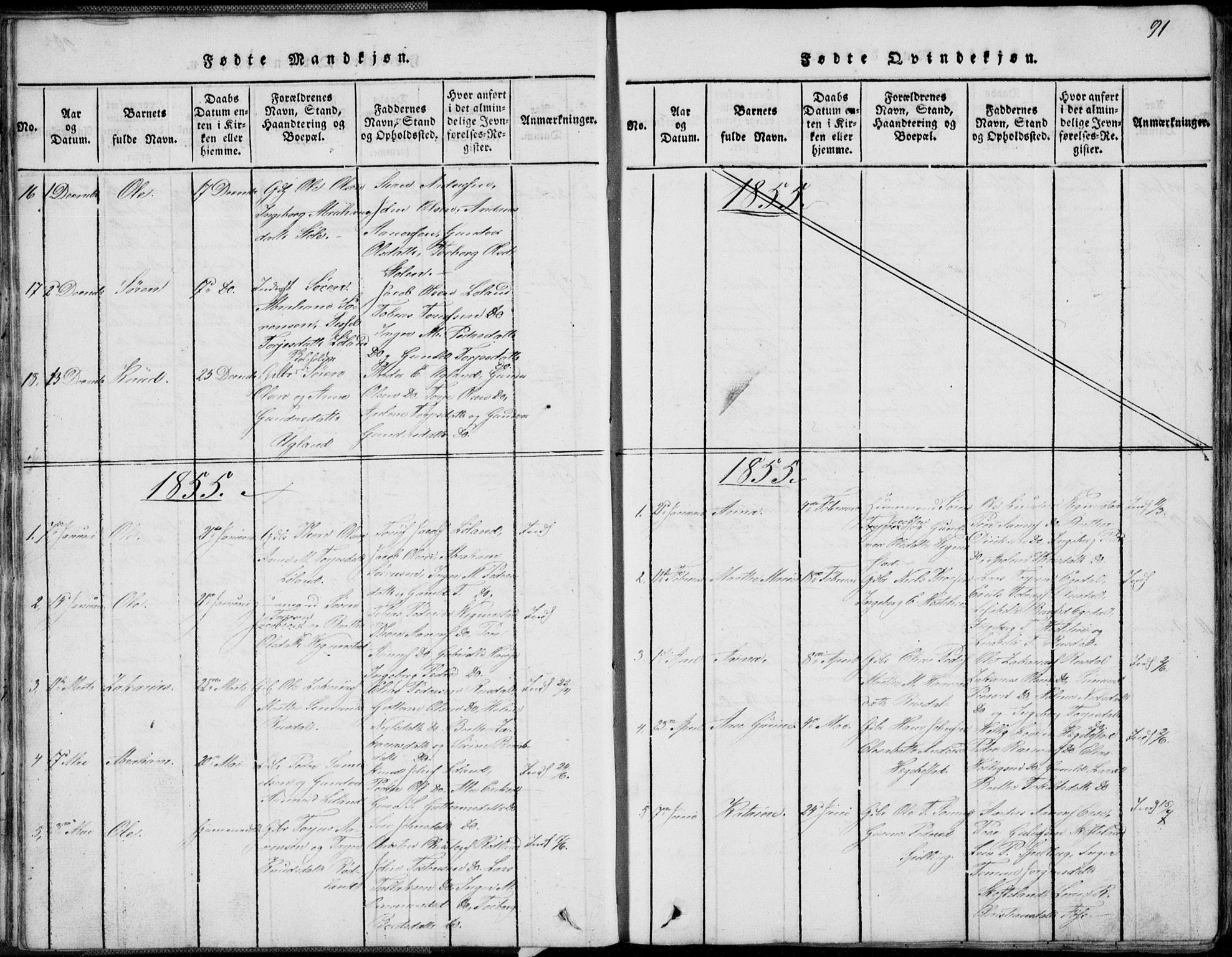 Nord-Audnedal sokneprestkontor, AV/SAK-1111-0032/F/Fb/Fbb/L0001: Parish register (copy) no. B 1, 1816-1858, p. 91