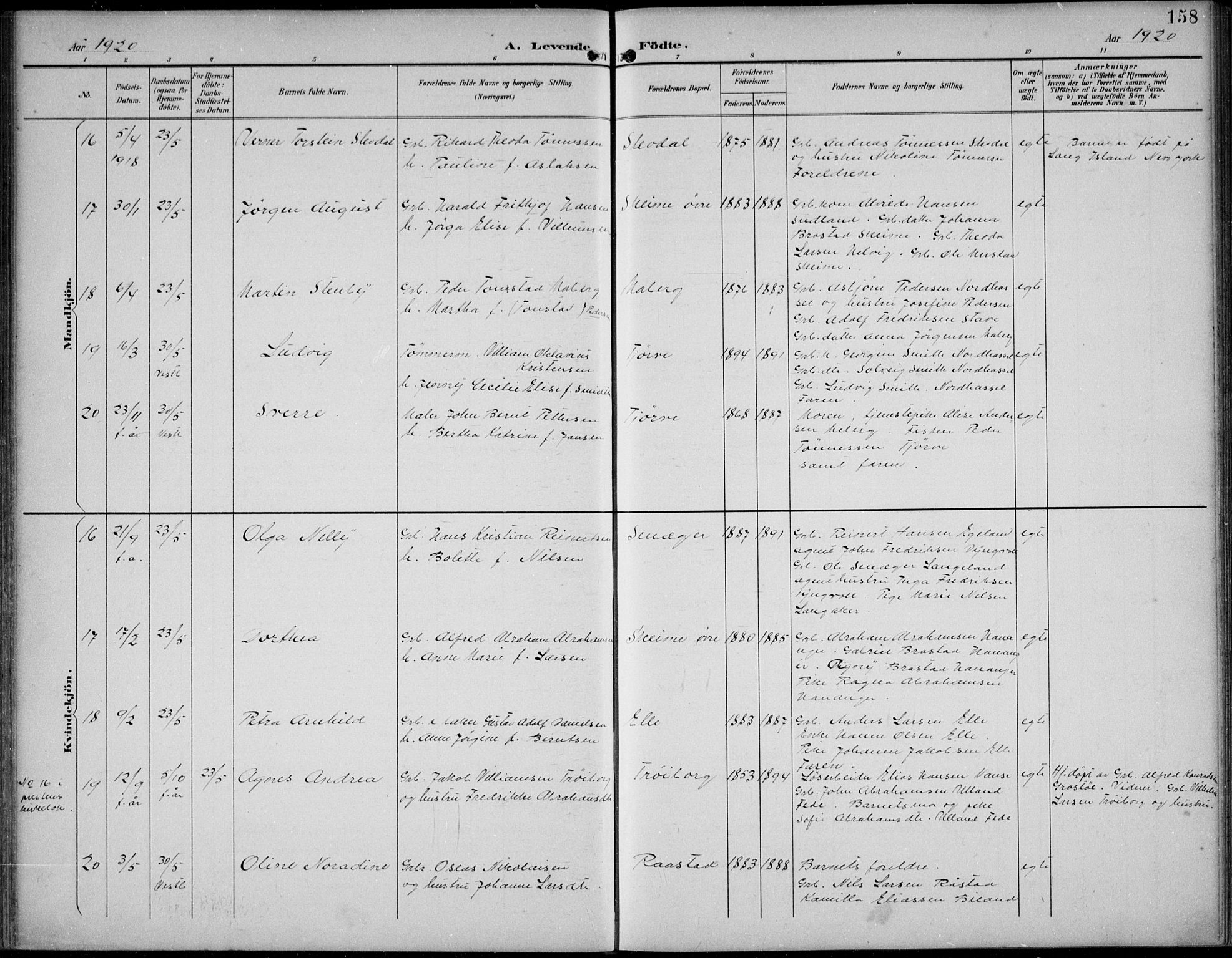 Lista sokneprestkontor, AV/SAK-1111-0027/F/Fb/L0005: Parish register (copy) no. B 5, 1892-1923, p. 158