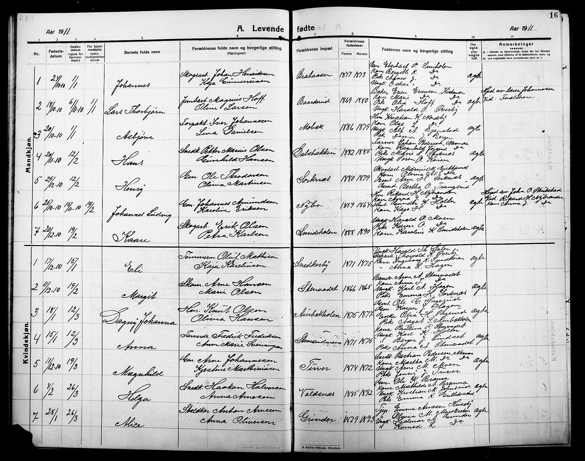 Grue prestekontor, AV/SAH-PREST-036/H/Ha/Hab/L0007: Parish register (copy) no. 7, 1910-1920, p. 16