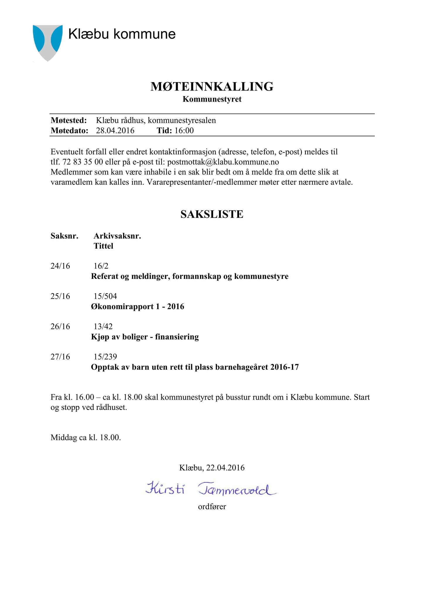 Klæbu Kommune, TRKO/KK/01-KS/L009: Kommunestyret - Møtedokumenter, 2016, p. 722