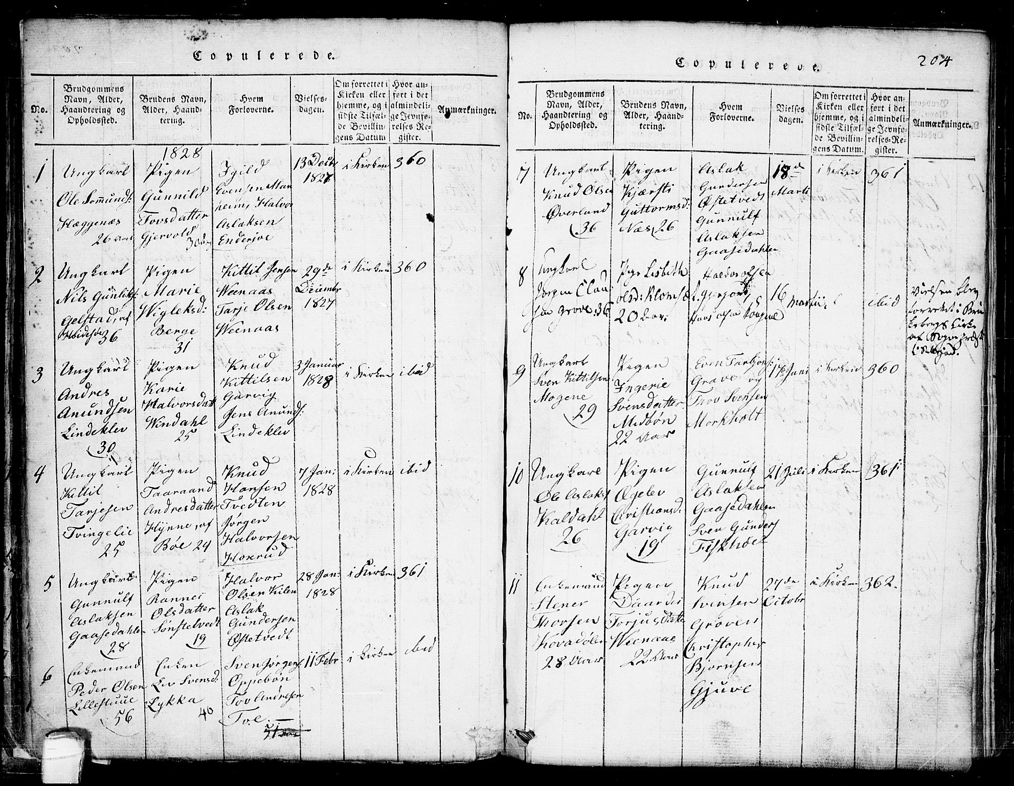 Seljord kirkebøker, SAKO/A-20/G/Ga/L0001: Parish register (copy) no. I 1, 1815-1854, p. 204