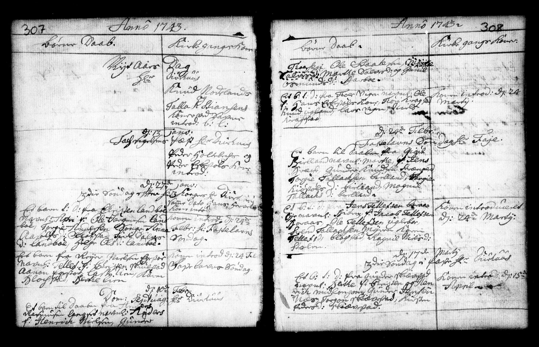 Holt sokneprestkontor, AV/SAK-1111-0021/F/Fa/L0002: Parish register (official) no. A 2, 1739-1753, p. 307-308