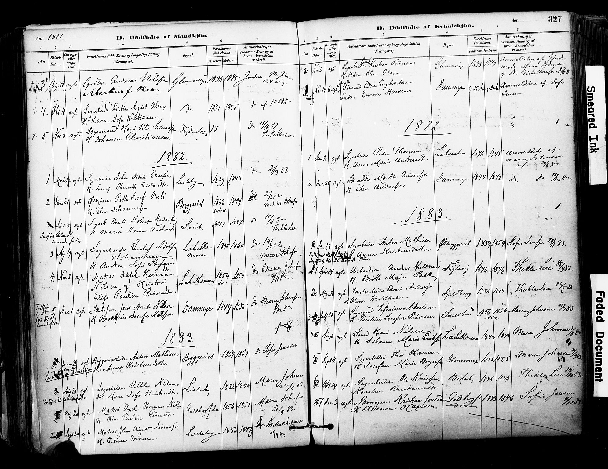 Glemmen prestekontor Kirkebøker, SAO/A-10908/F/Fa/L0011: Parish register (official) no. 11, 1878-1917, p. 327