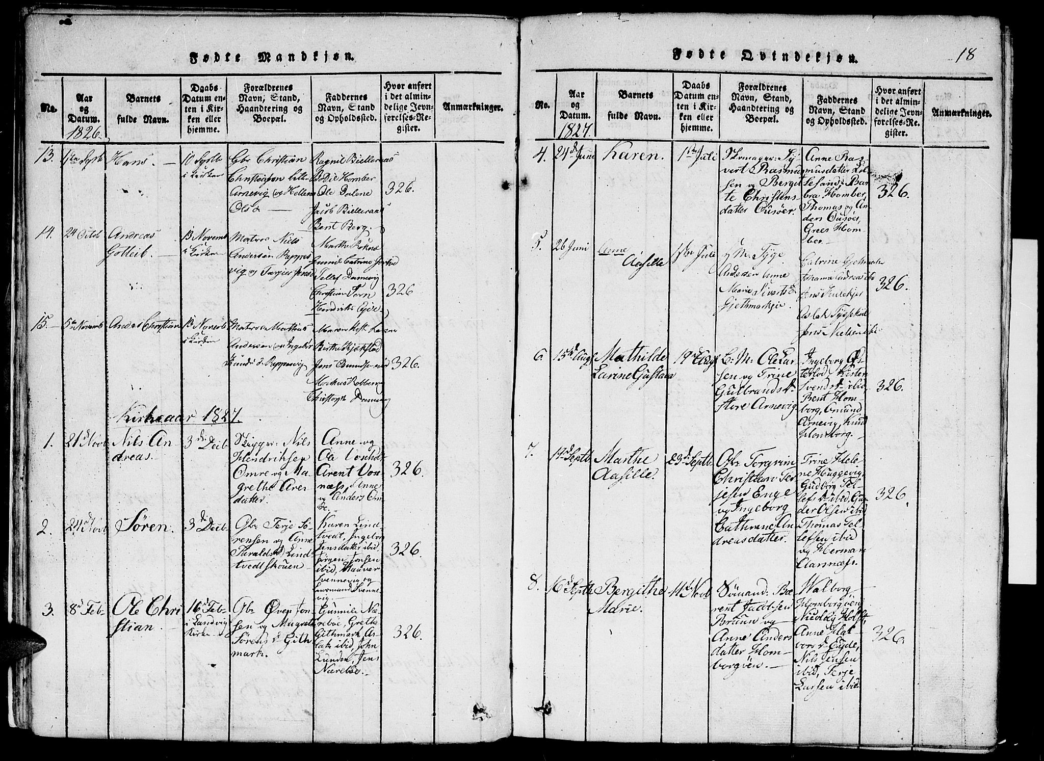 Hommedal sokneprestkontor, AV/SAK-1111-0023/F/Fa/Faa/L0001: Parish register (official) no. A 1, 1816-1860, p. 18