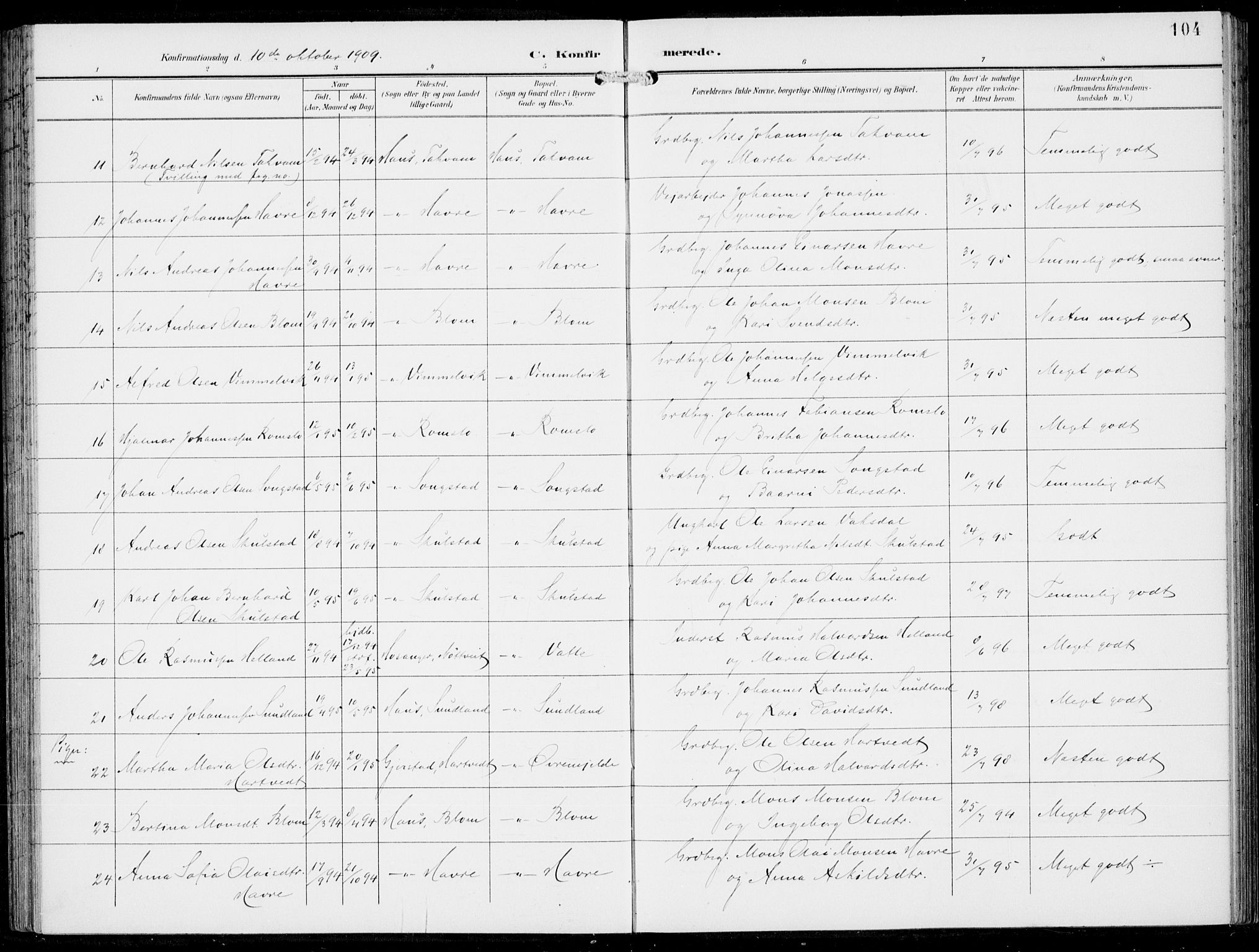 Haus sokneprestembete, AV/SAB-A-75601/H/Haa: Parish register (official) no. B  2, 1899-1912, p. 104