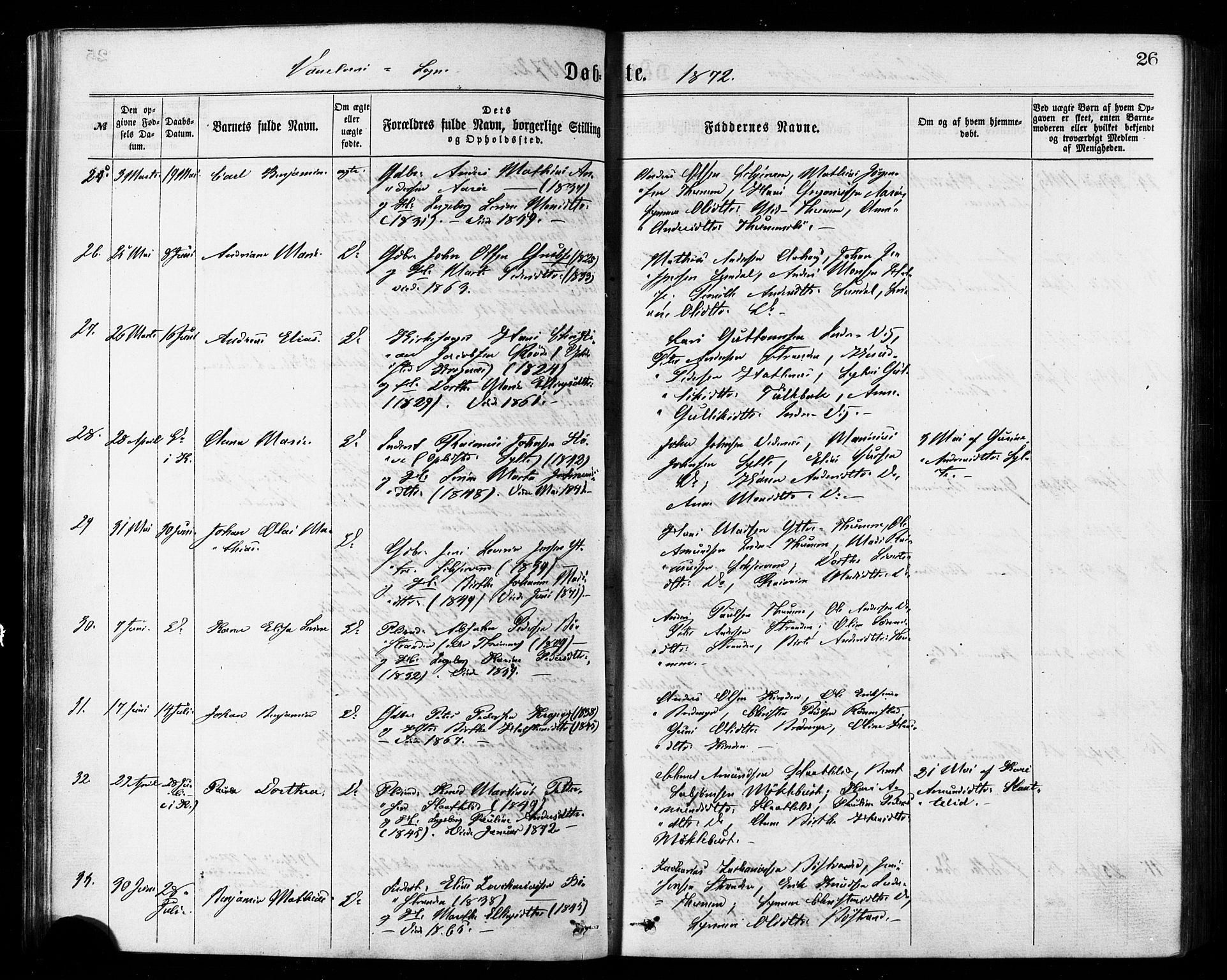 Ministerialprotokoller, klokkerbøker og fødselsregistre - Møre og Romsdal, SAT/A-1454/501/L0007: Parish register (official) no. 501A07, 1868-1884, p. 26