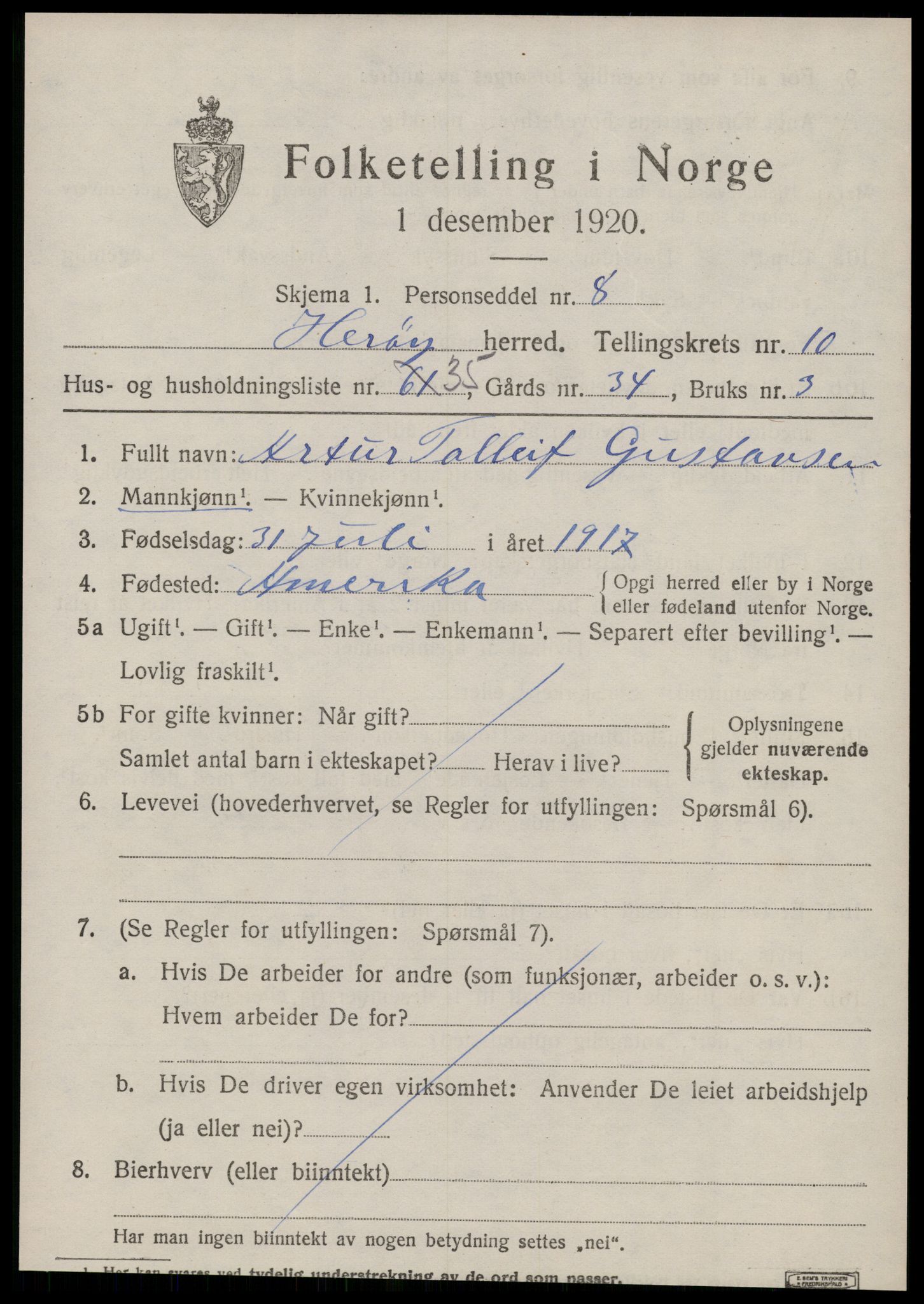 SAT, 1920 census for Herøy (MR), 1920, p. 7049