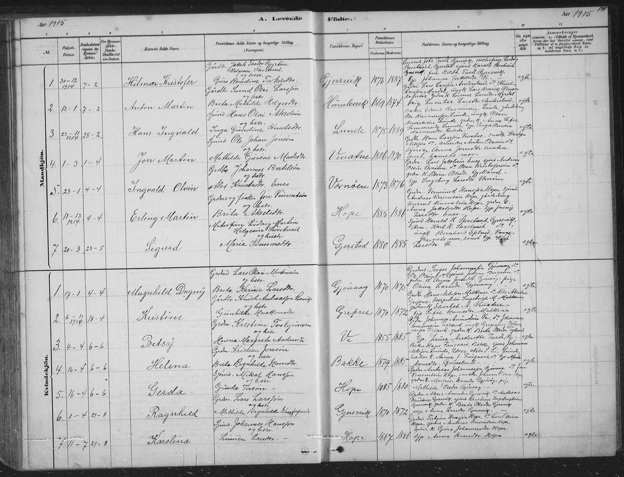 Tysnes sokneprestembete, SAB/A-78601/H/Hab: Parish register (copy) no. B 2, 1878-1918, p. 140