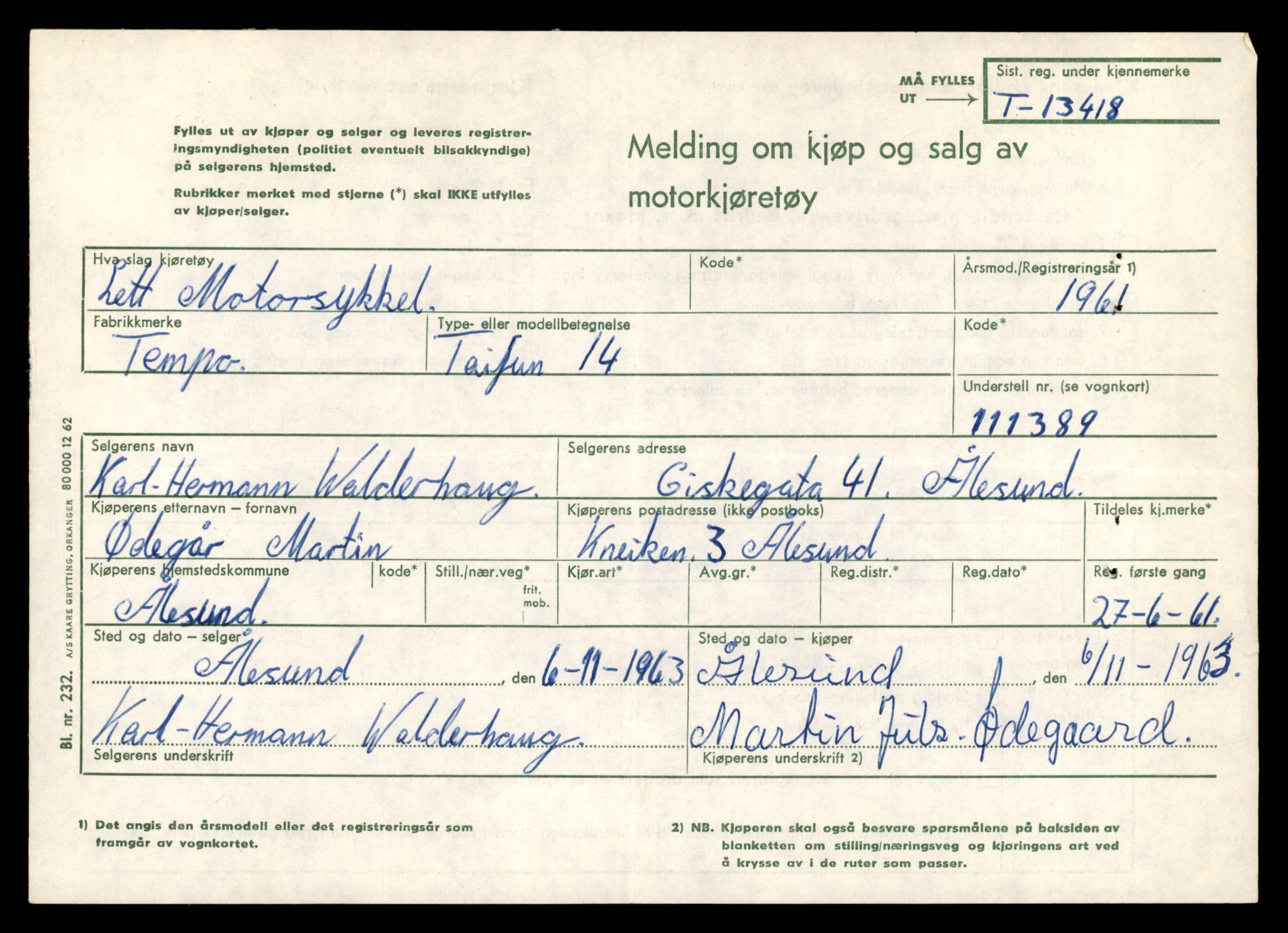 Møre og Romsdal vegkontor - Ålesund trafikkstasjon, AV/SAT-A-4099/F/Fe/L0039: Registreringskort for kjøretøy T 13361 - T 13530, 1927-1998, p. 995