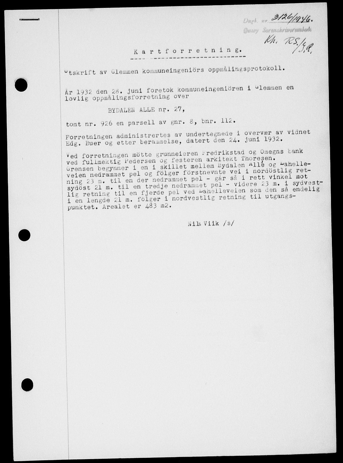 Onsøy sorenskriveri, SAO/A-10474/G/Ga/Gab/L0018: Mortgage book no. II A-18, 1946-1947, Diary no: : 3126/1946
