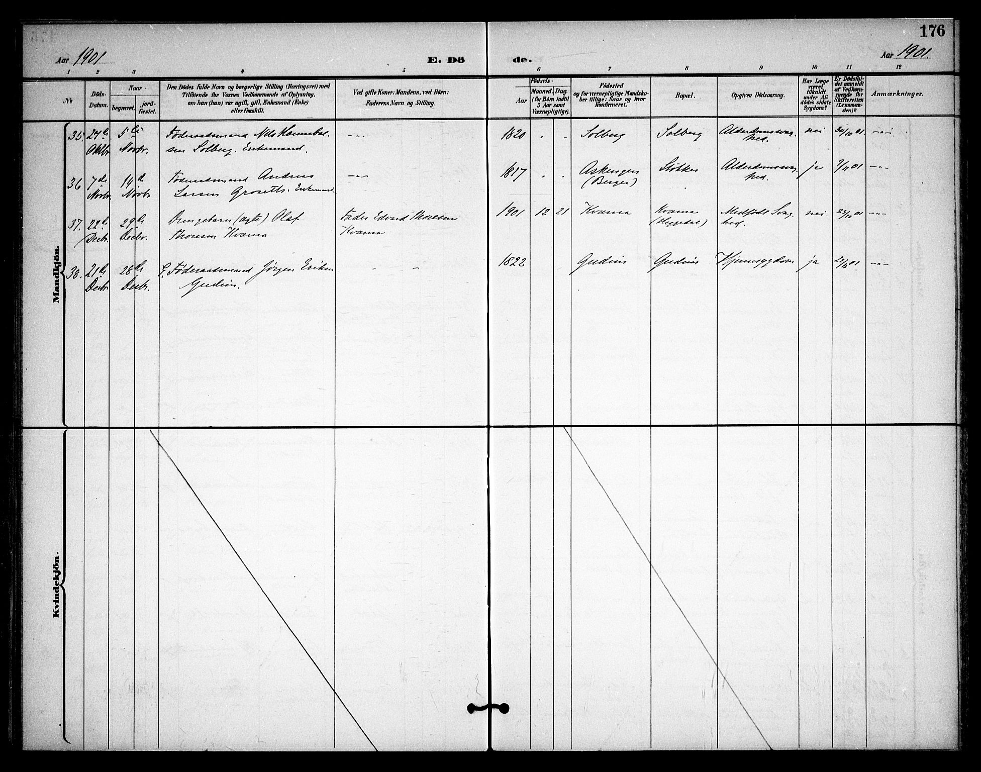 Asker prestekontor Kirkebøker, AV/SAO-A-10256a/F/Fa/L0015: Parish register (official) no. I 15, 1896-1915, p. 176