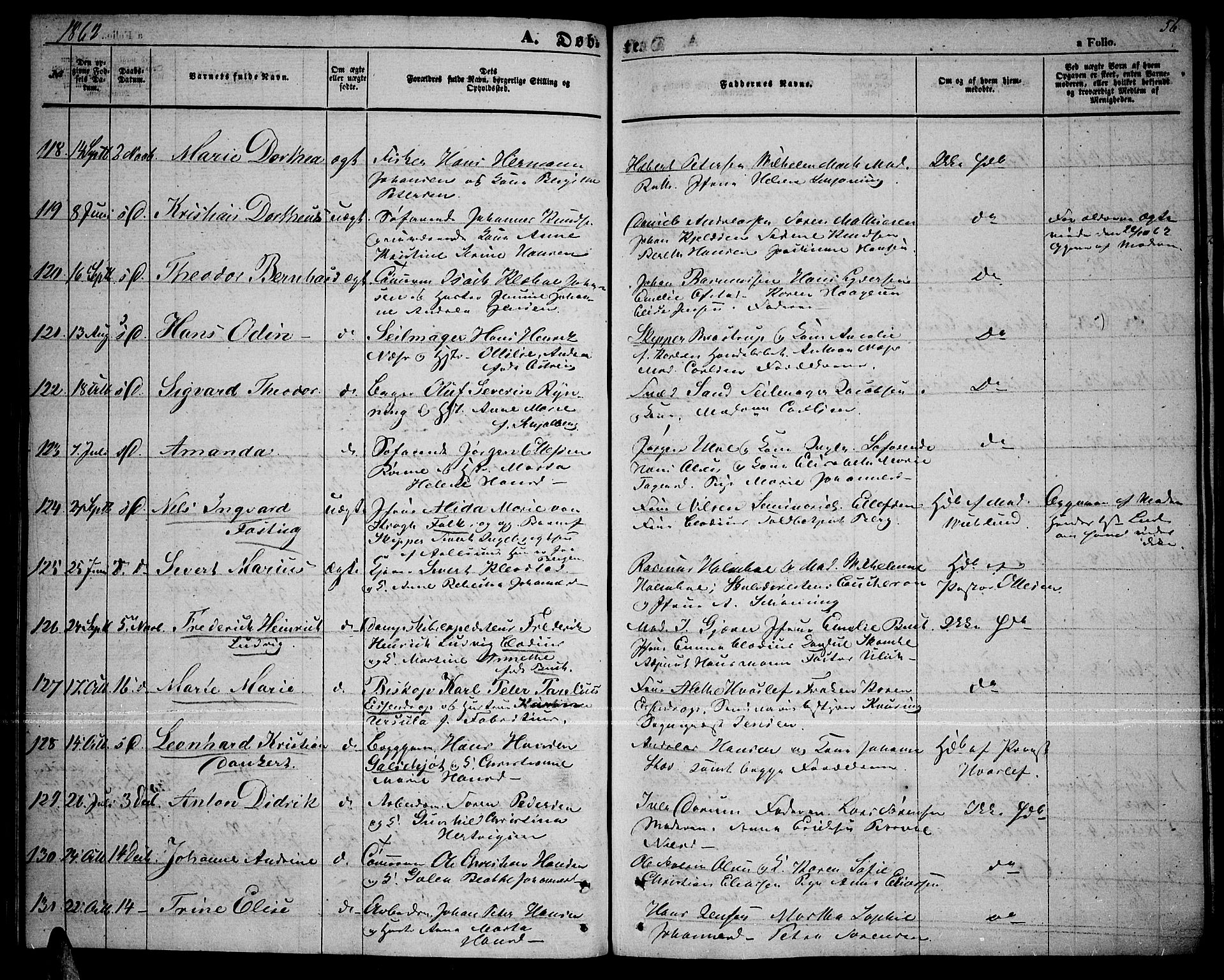 Tromsø sokneprestkontor/stiftsprosti/domprosti, SATØ/S-1343/G/Gb/L0006klokker: Parish register (copy) no. 6, 1857-1866, p. 56