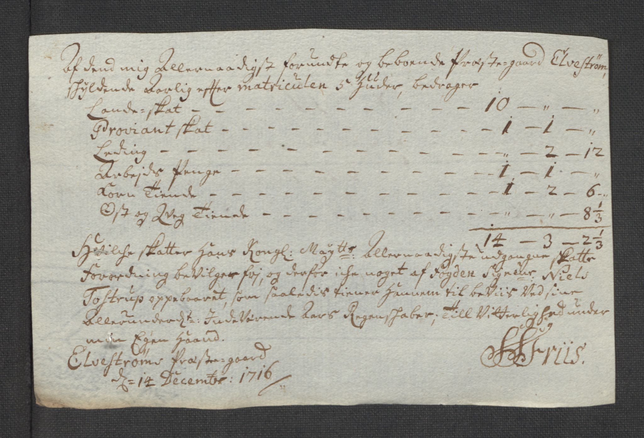 Rentekammeret inntil 1814, Reviderte regnskaper, Fogderegnskap, AV/RA-EA-4092/R43/L2560: Fogderegnskap Lista og Mandal, 1716, p. 190